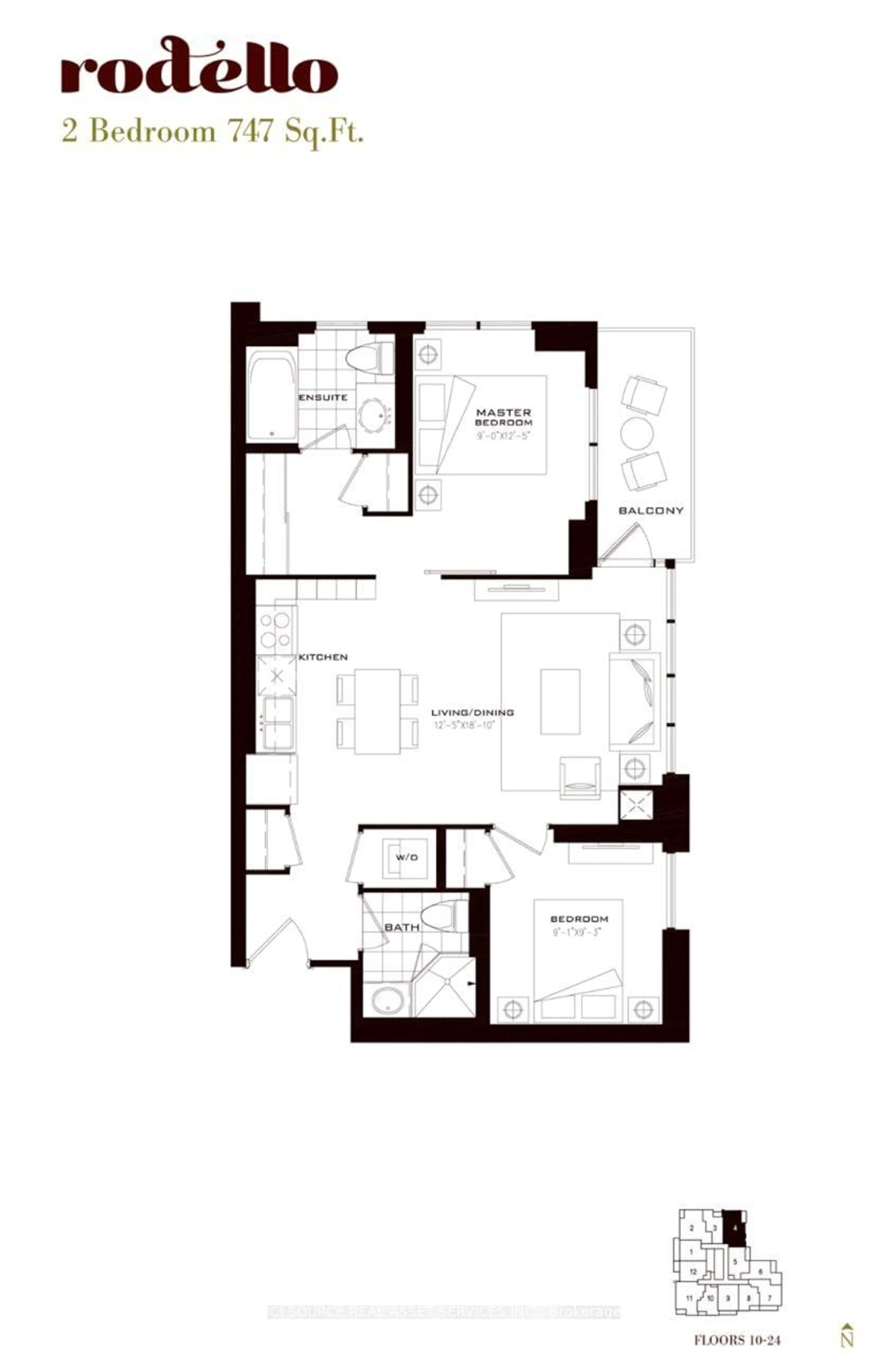 Floor plan for 830 Lawrence Ave #1904, Toronto Ontario M6A 0B6