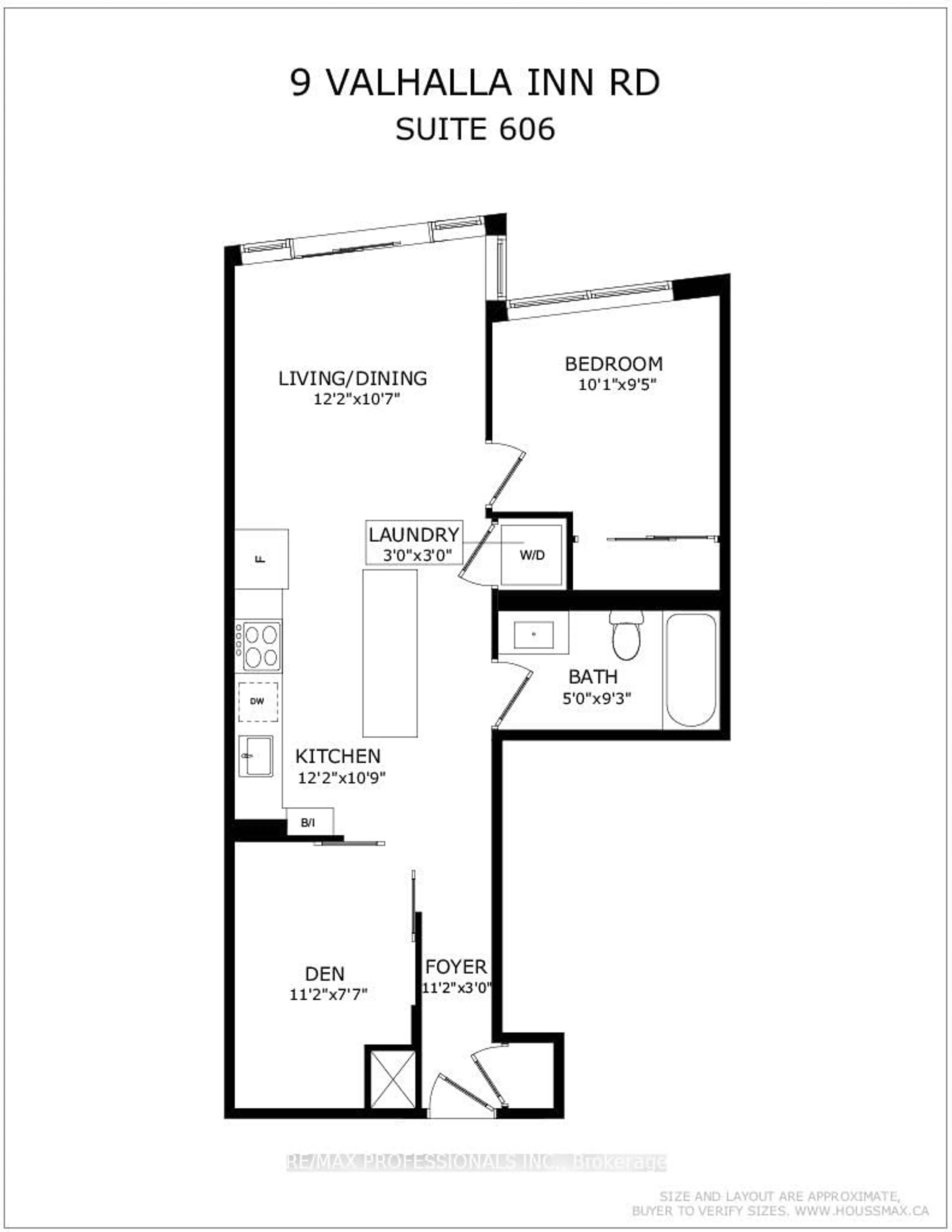 Floor plan for 9 Valhalla Inn Rd #606, Toronto Ontario M9B 0B2