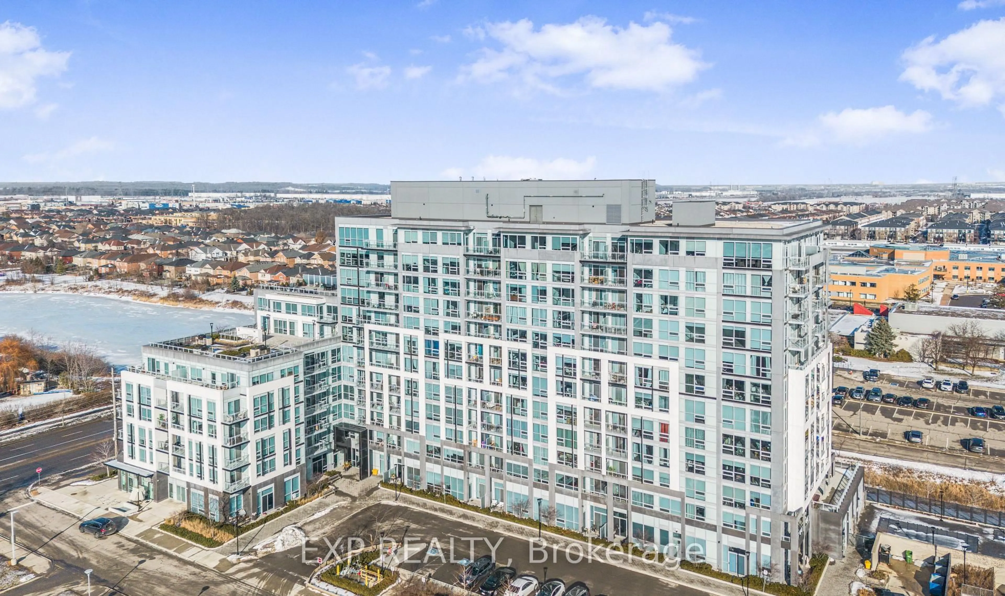 A pic from outside/outdoor area/front of a property/back of a property/a pic from drone, city buildings view from balcony for 1050 Main St #112, Milton Ontario L9T 9M3