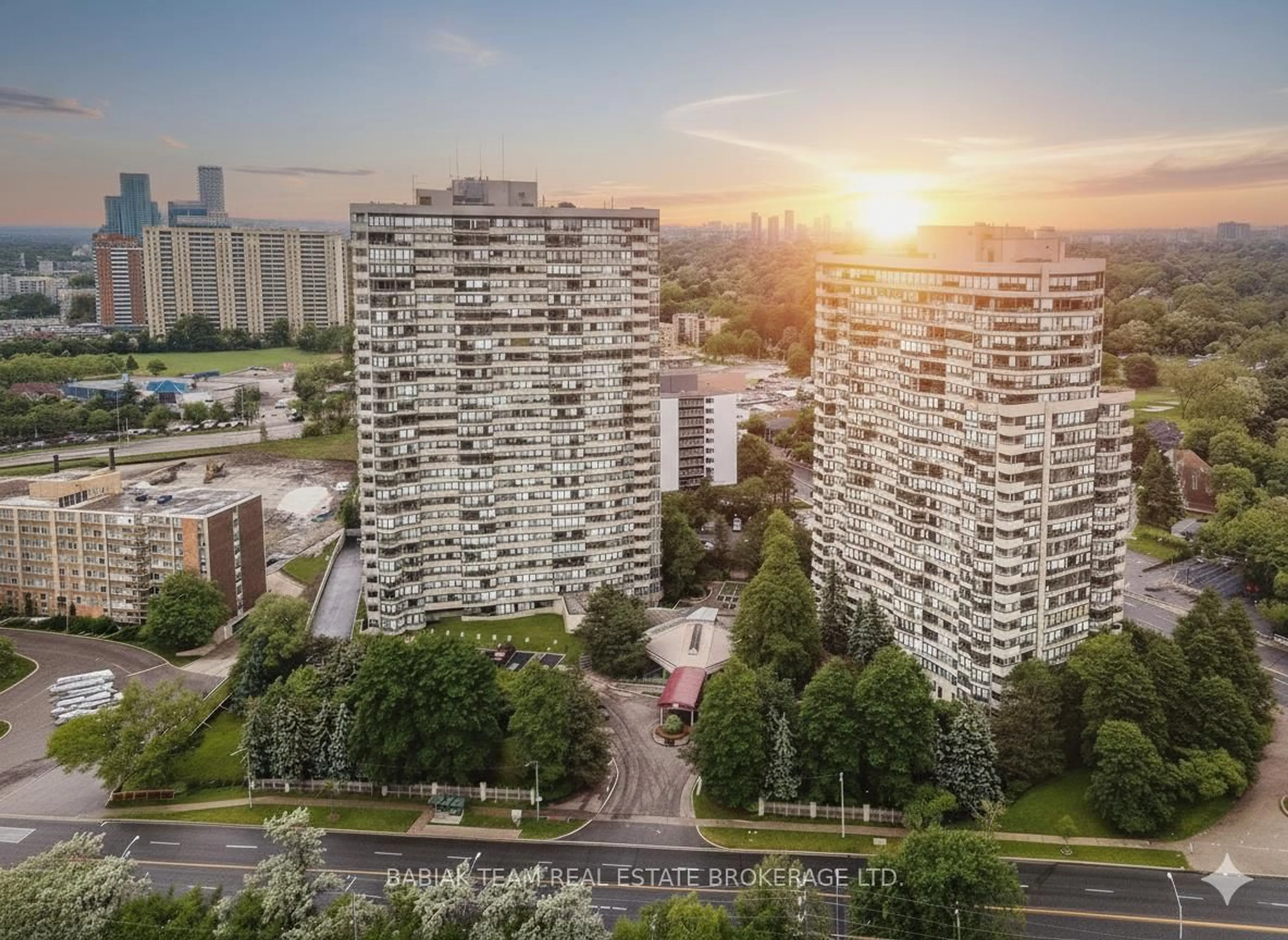 A pic from outside/outdoor area/front of a property/back of a property/a pic from drone, city buildings view from balcony for 1300 Islington Ave #1601, Toronto Ontario M9A 5C4