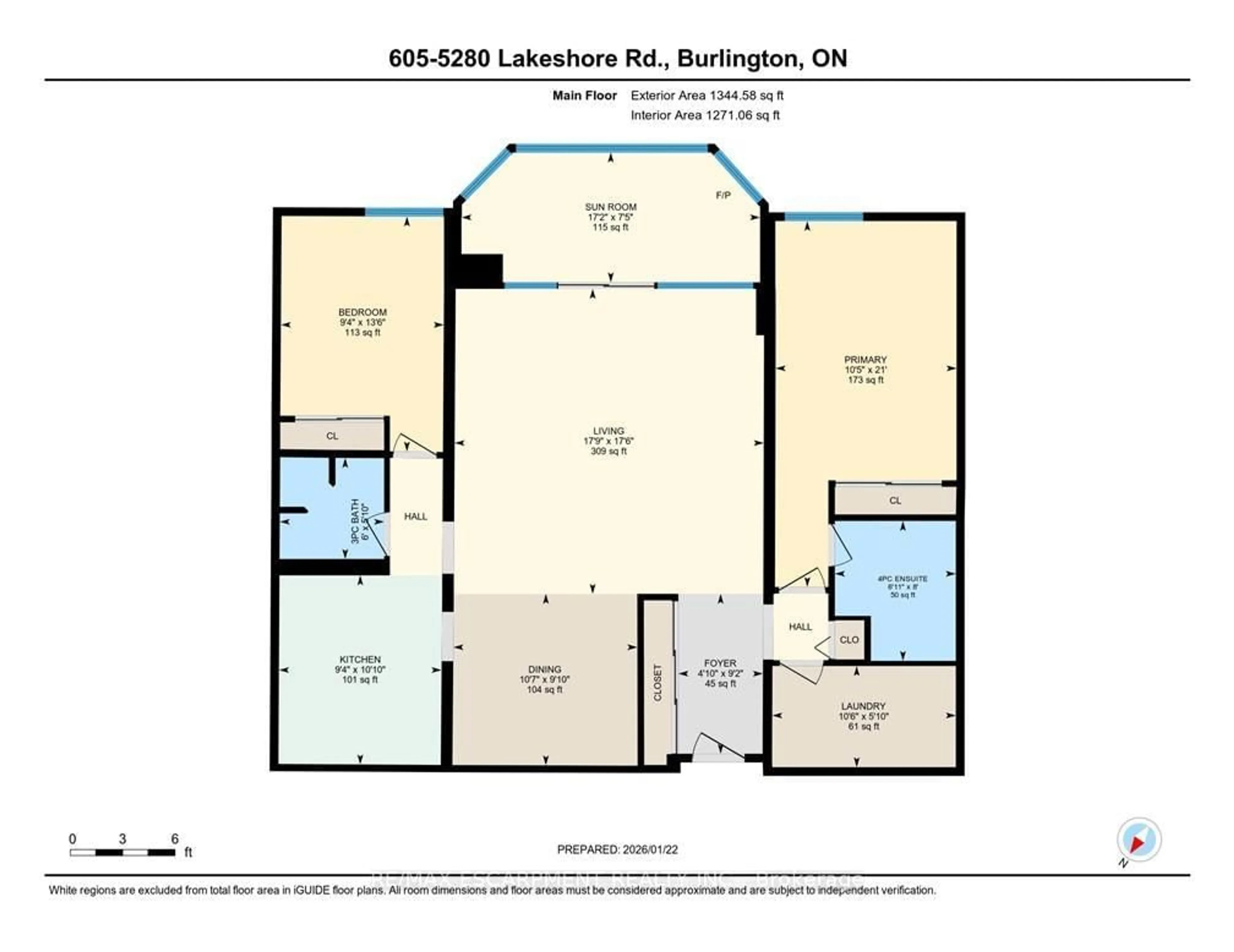 Floor plan for 5280 LAKESHORE Rd #605, Burlington Ontario L7L 5R1