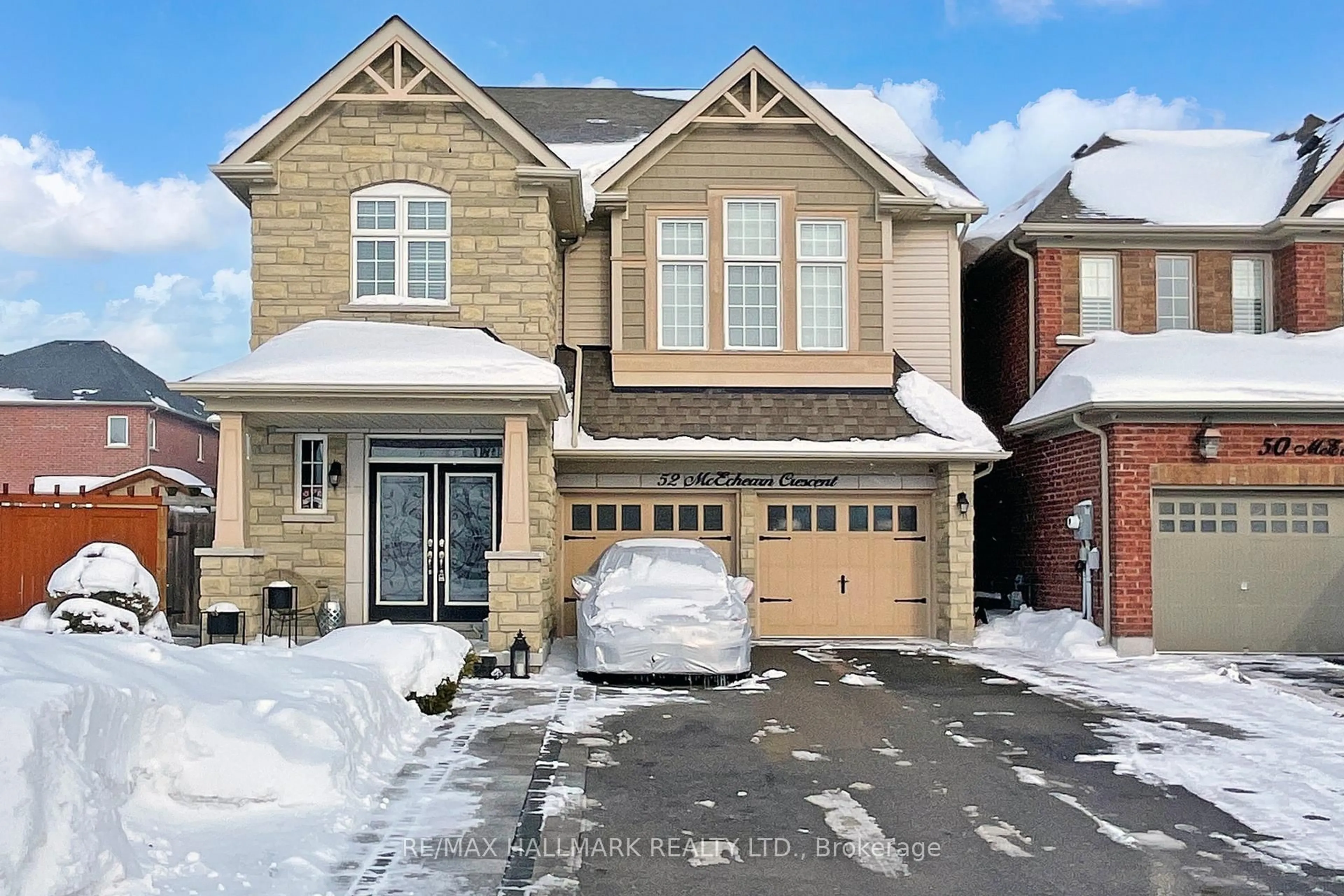 Home with brick exterior material, street for 52 McEchearn Cres, Caledon Ontario L7C 3Y2