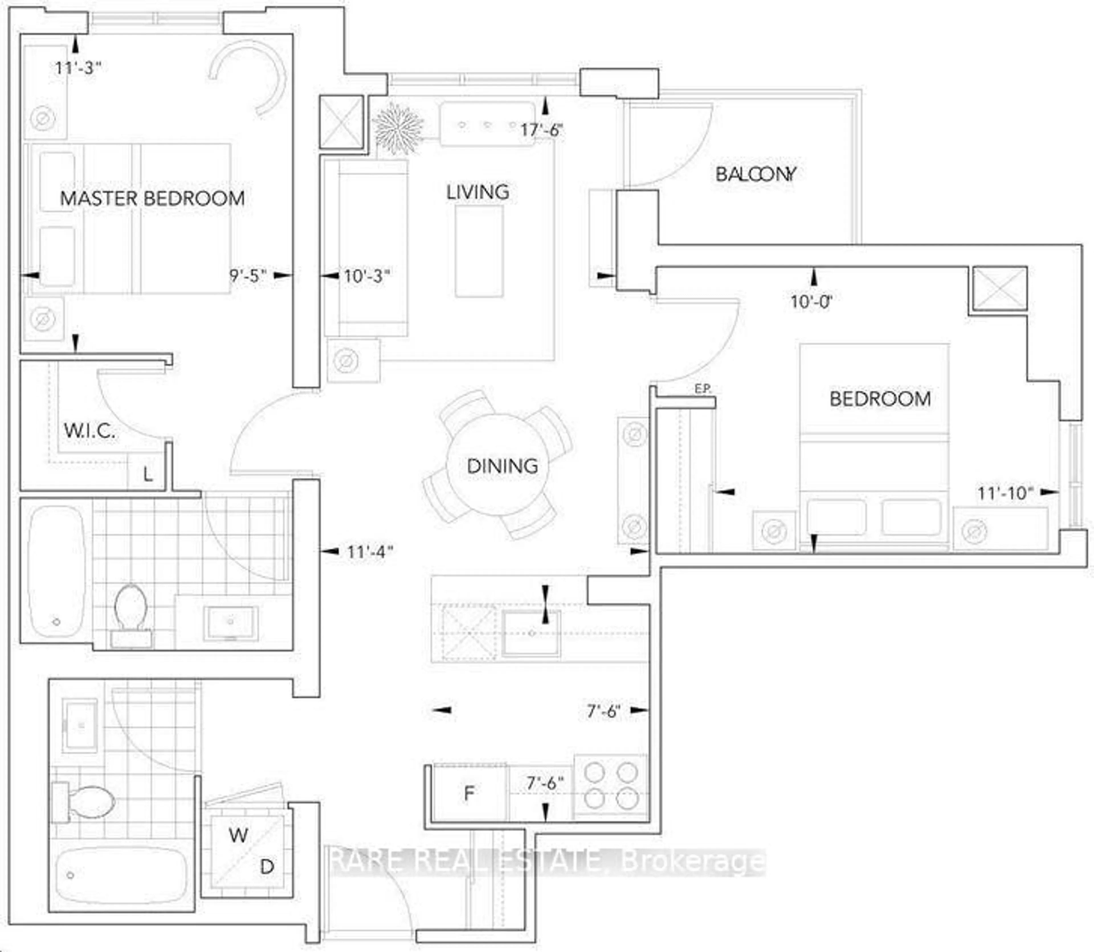 Floor plan for 6 Eva Rd #1705, Toronto Ontario M9C 0B1