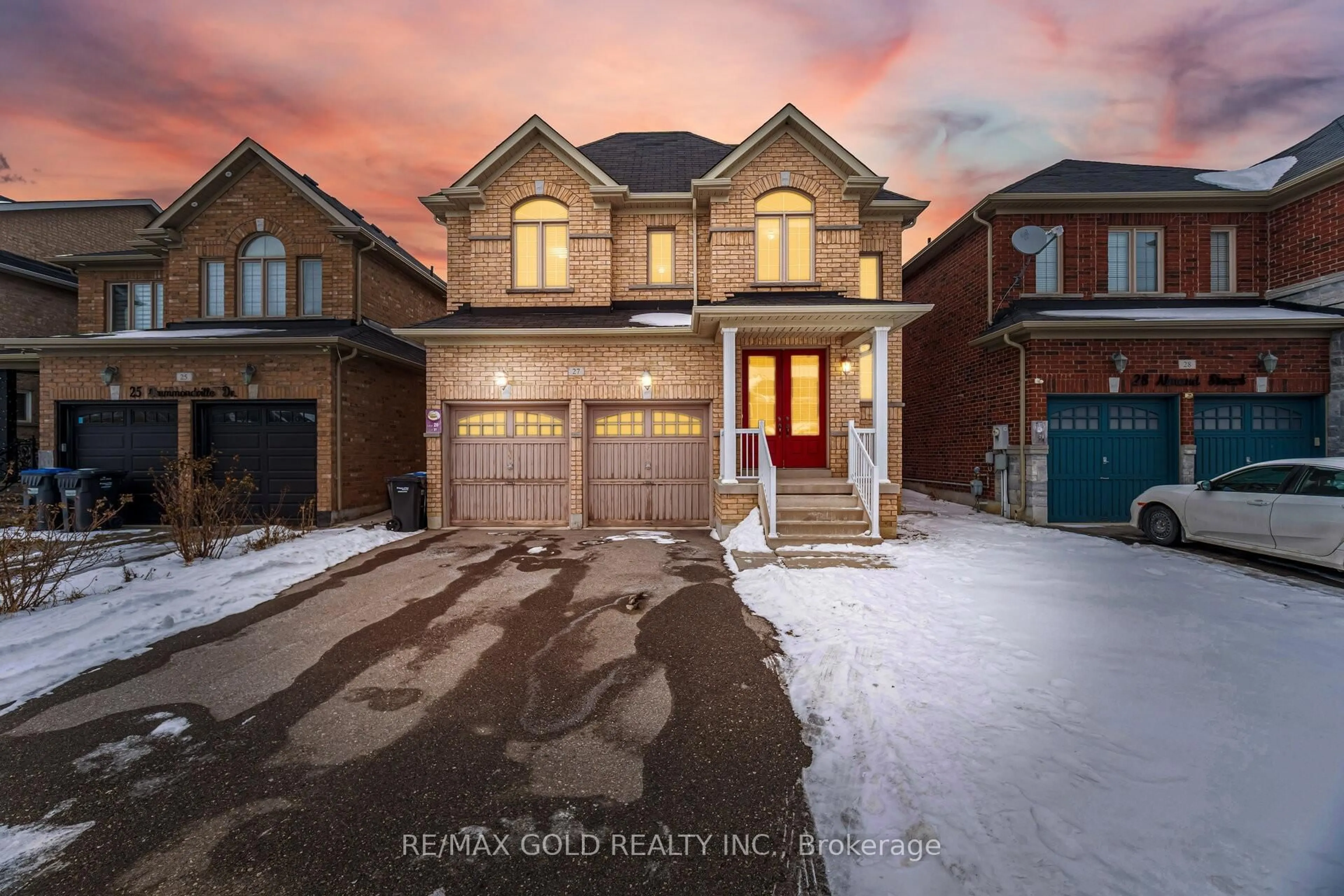 Home with brick exterior material, street for 27 Drummondville Dr, Brampton Ontario L6P 3S5