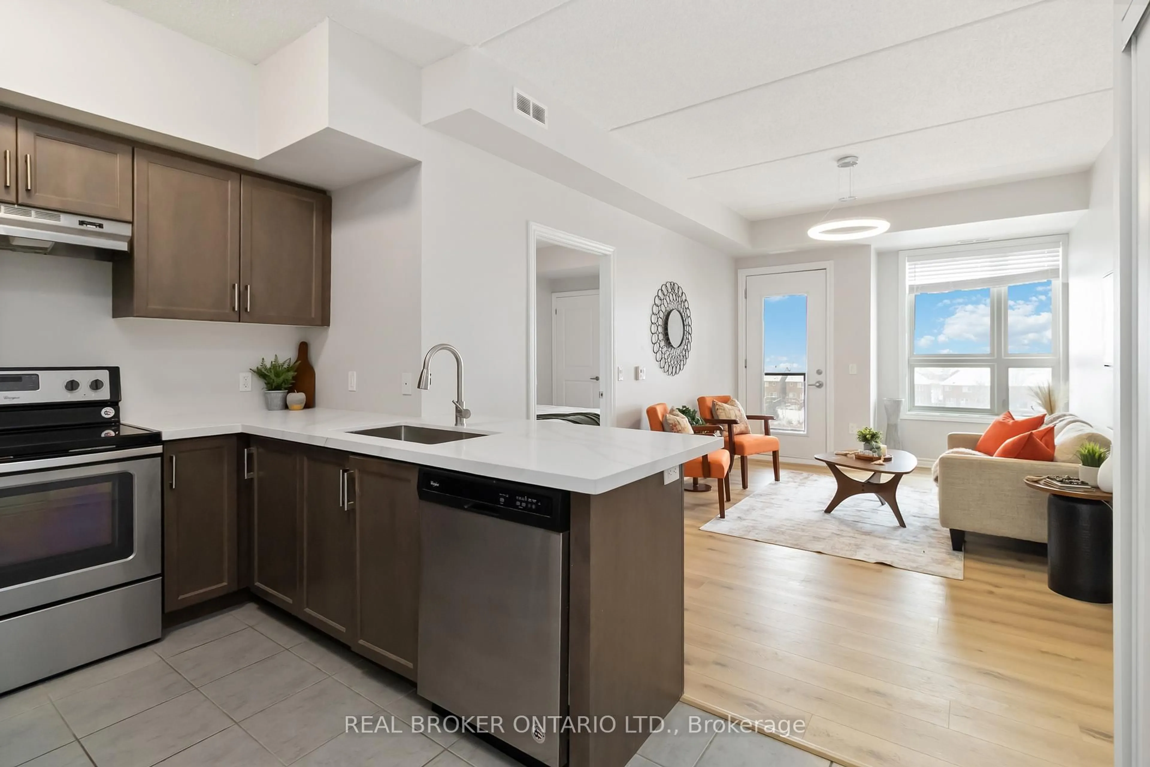 Open concept kitchen, ceramic/tile floor for 640 Sauve St #421, Milton Ontario L9T 7E3