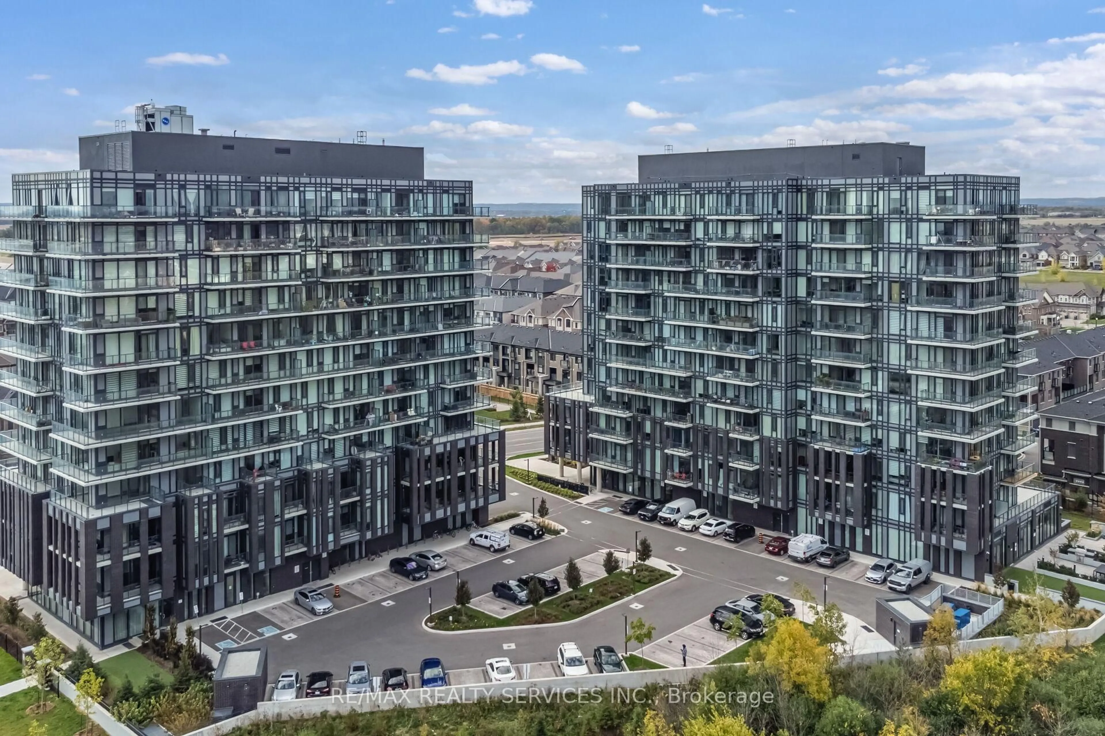 A pic from outside/outdoor area/front of a property/back of a property/a pic from drone, city buildings view from balcony for 225 VETERANS Dr #304, Brampton Ontario L7A 5L7