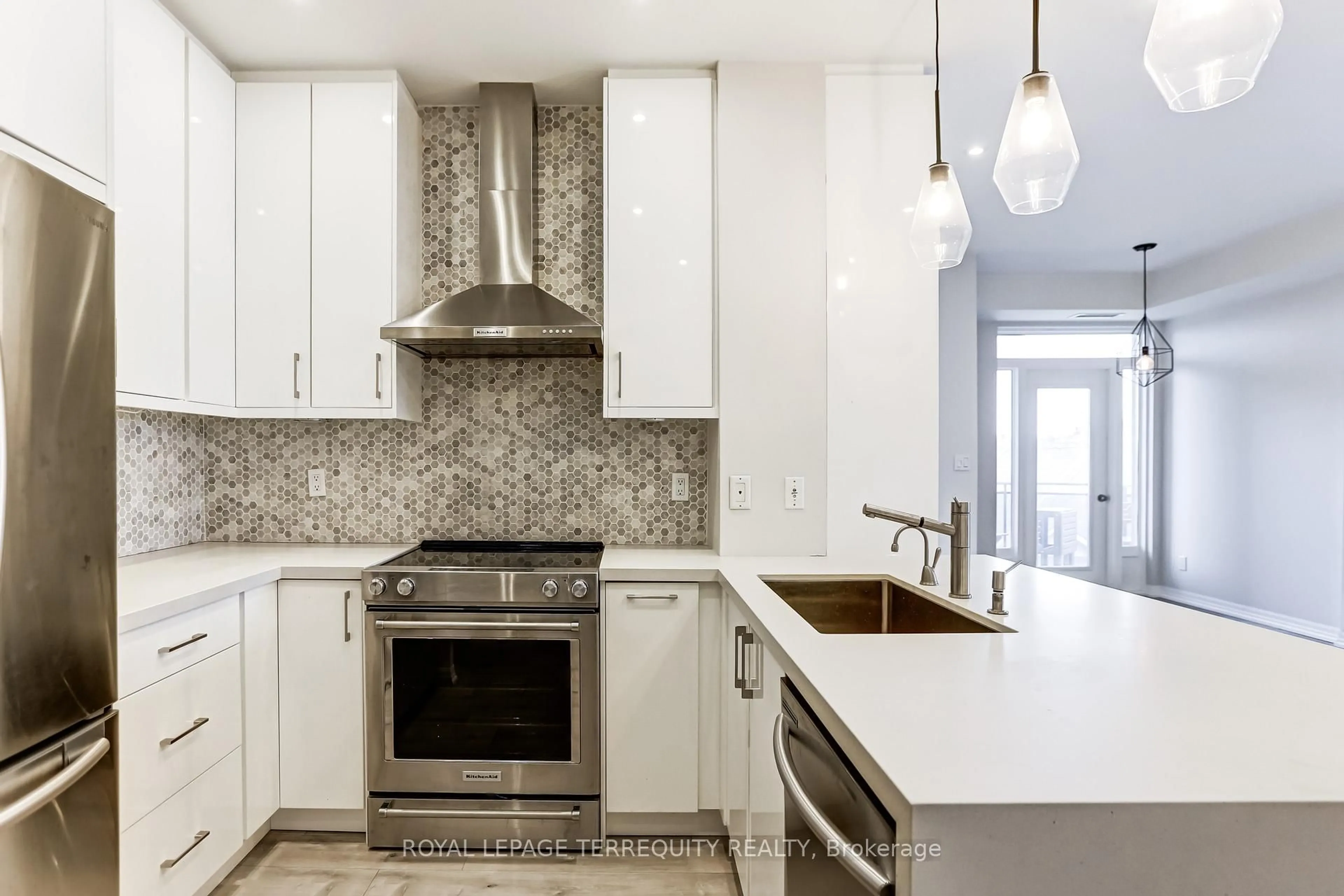 Contemporary kitchen, ceramic/tile floor for 245 Dalesford Rd #422, Toronto Ontario M8Y 4H7