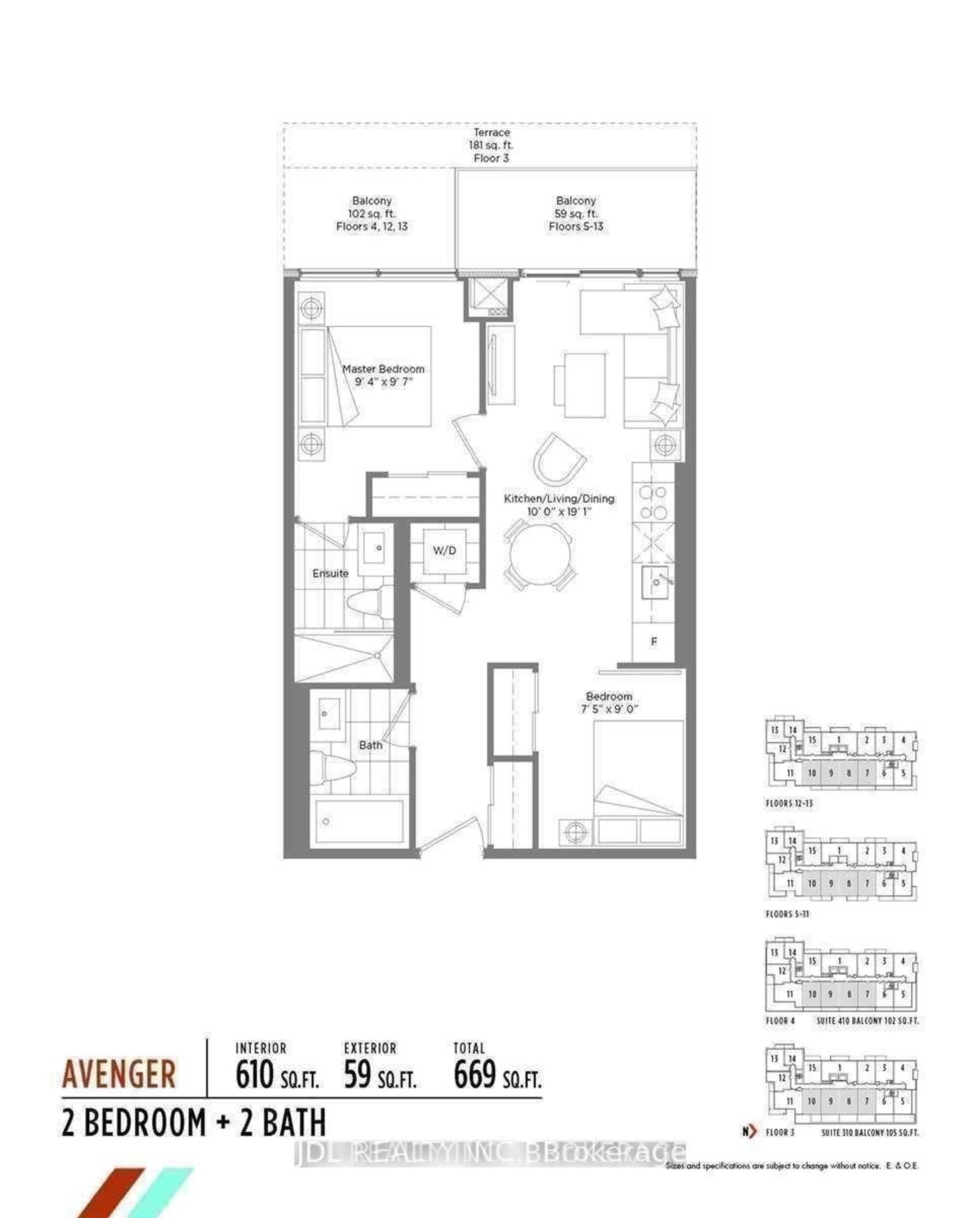 Floor plan for 10 De Boers Dr #808, Toronto Ontario M3J 0G5