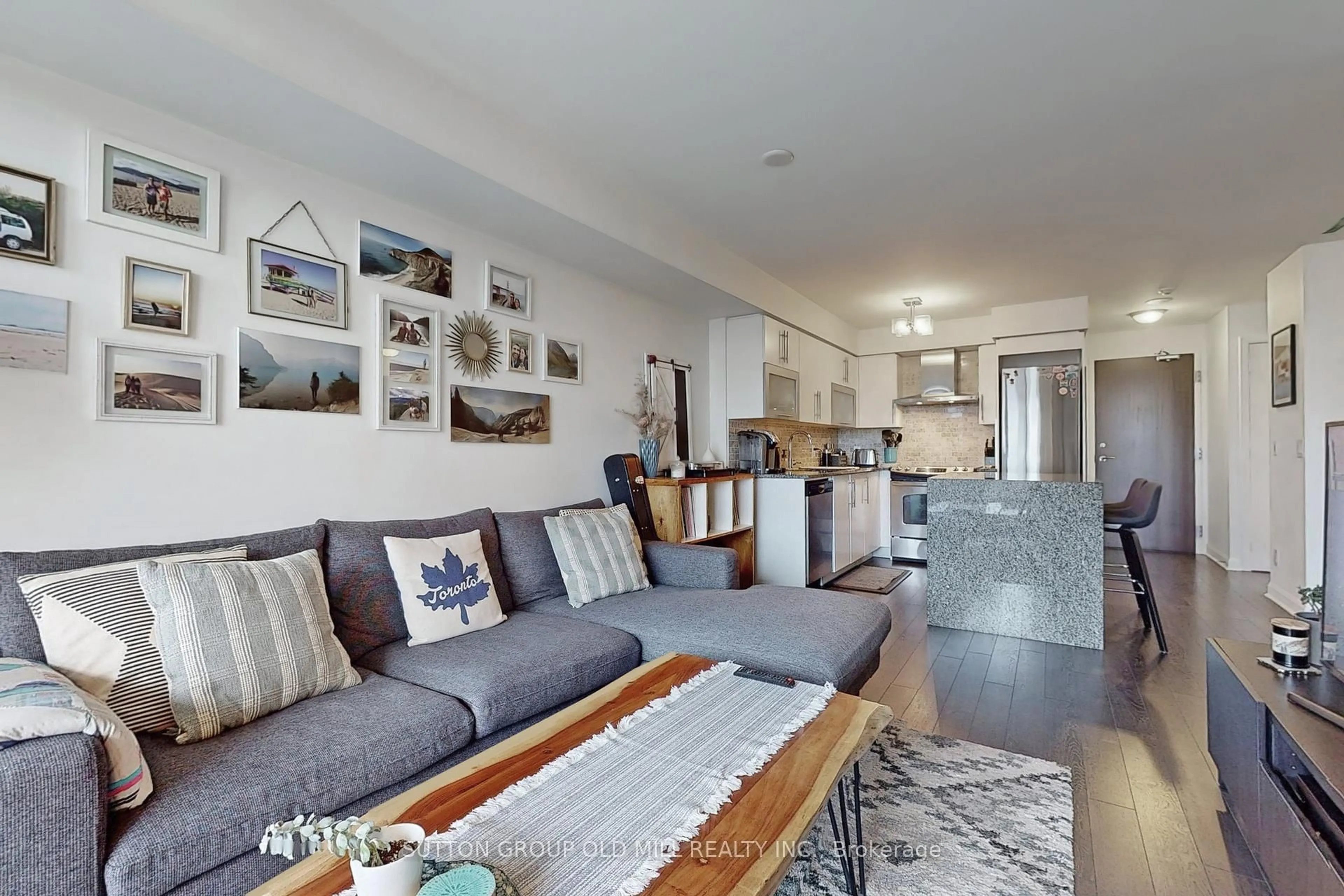 Living room with furniture, unknown for 1 Michael Power Pl #508, Toronto Ontario M9A 0A1