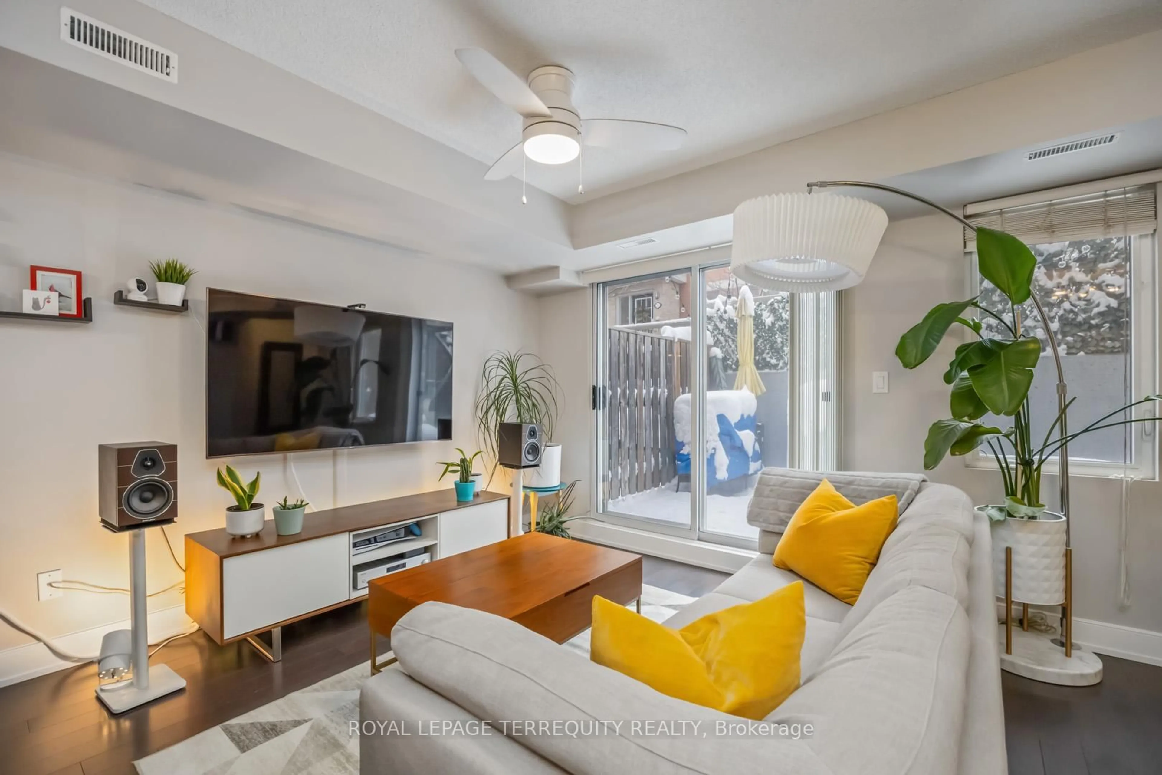 Living room with furniture, unknown for 25 Turntable Cres #130, Toronto Ontario M6H 4K8