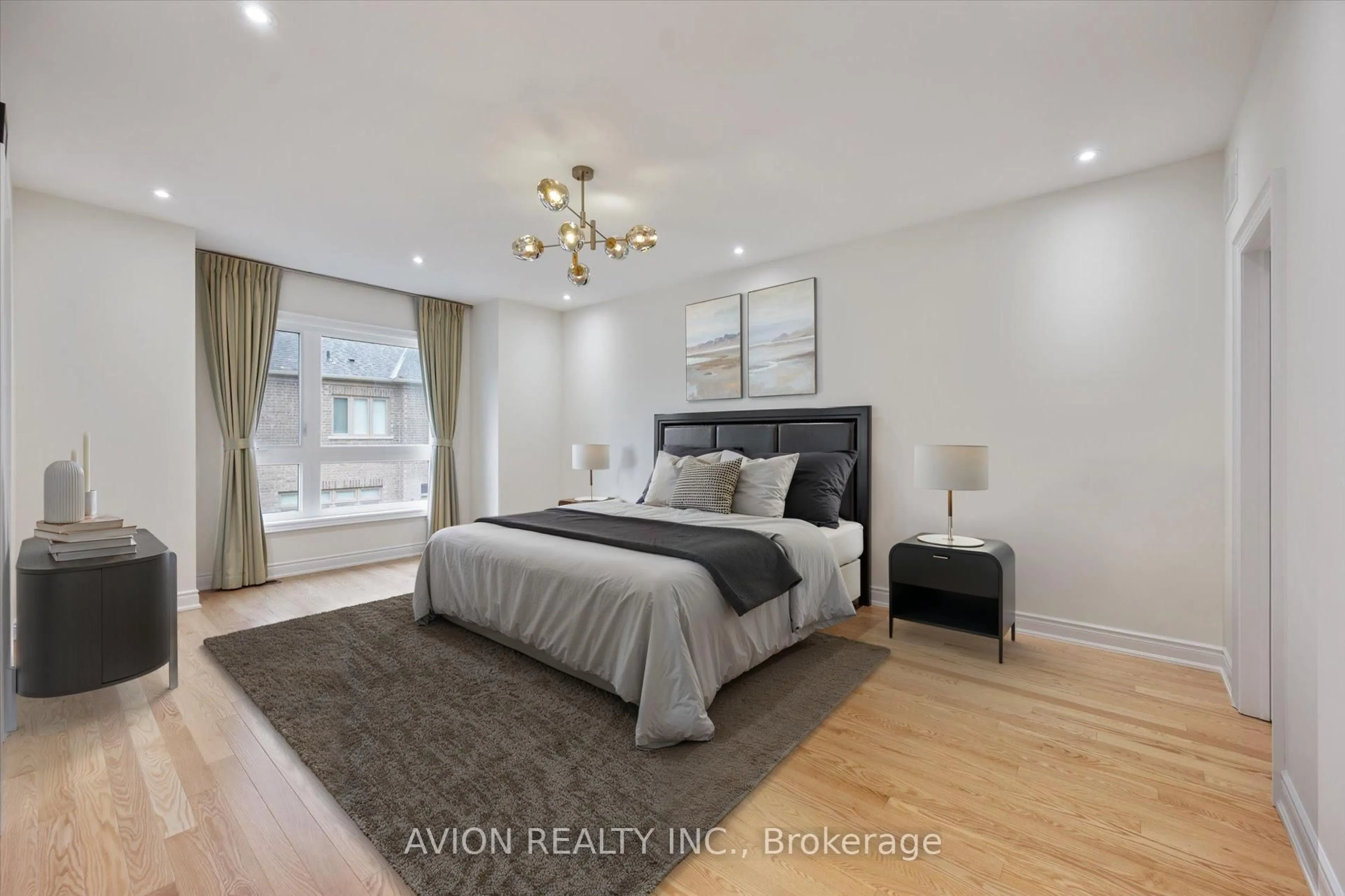 Bedroom with bed, wood/laminate floor for 2417 Edward Leaver Tr, Oakville Ontario L6M 5L6