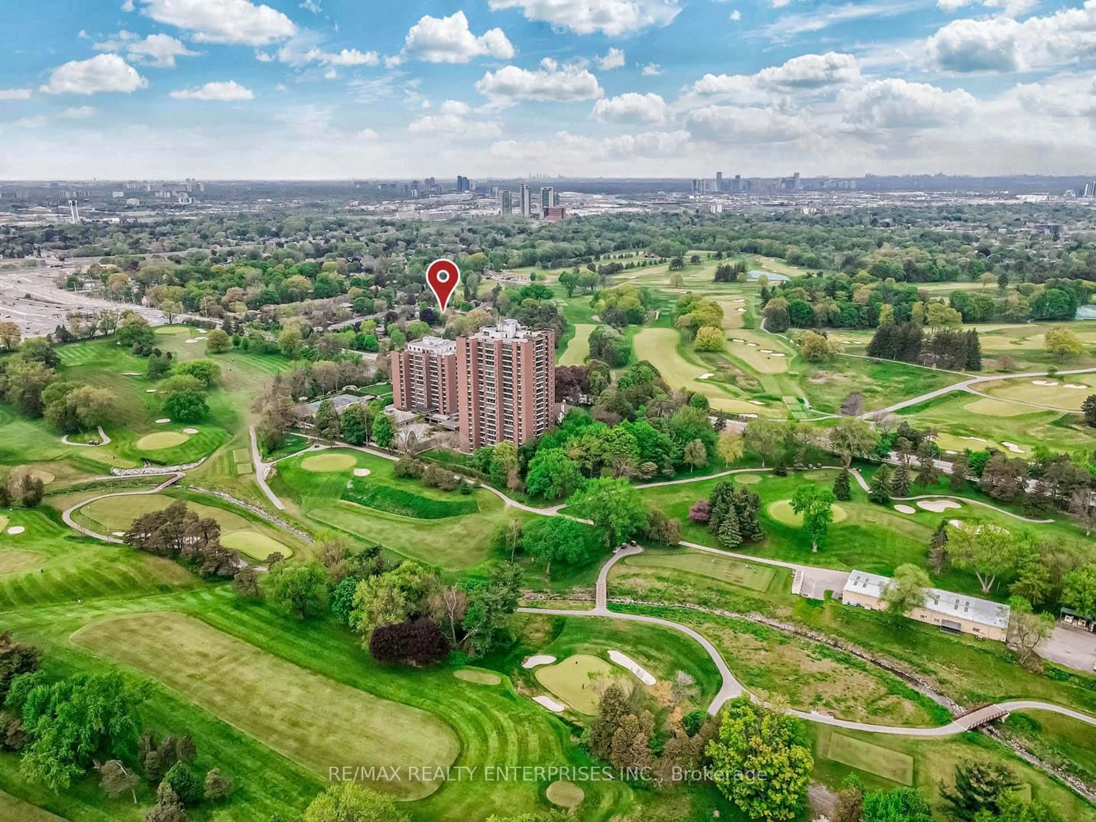 A pic from outside/outdoor area/front of a property/back of a property/a pic from drone, city buildings view from balcony for 1400 Dixie Rd #408, Mississauga Ontario L5E 3E1