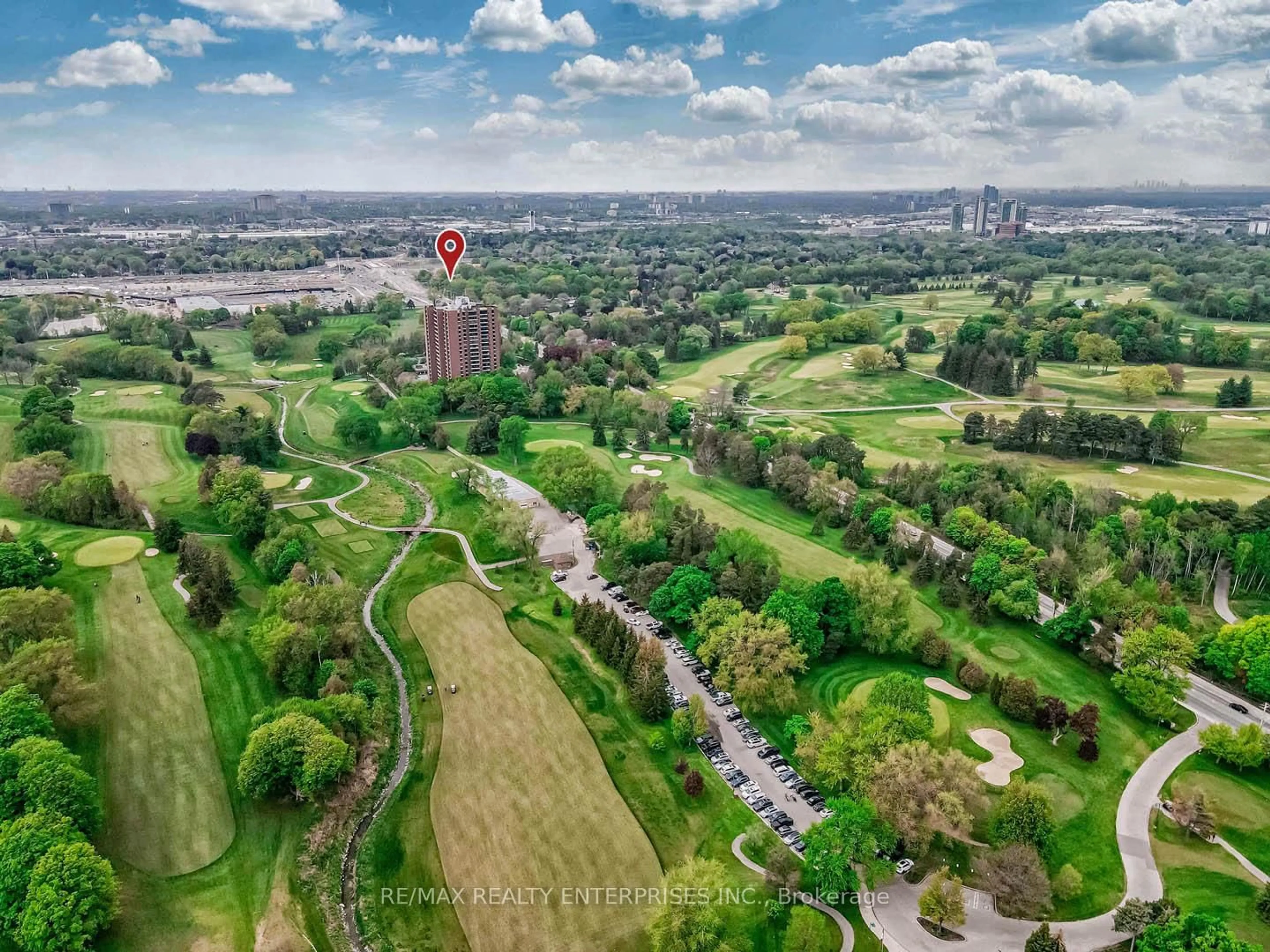 A pic from outside/outdoor area/front of a property/back of a property/a pic from drone, city buildings view from balcony for 1400 Dixie Rd #408, Mississauga Ontario L5E 3E1