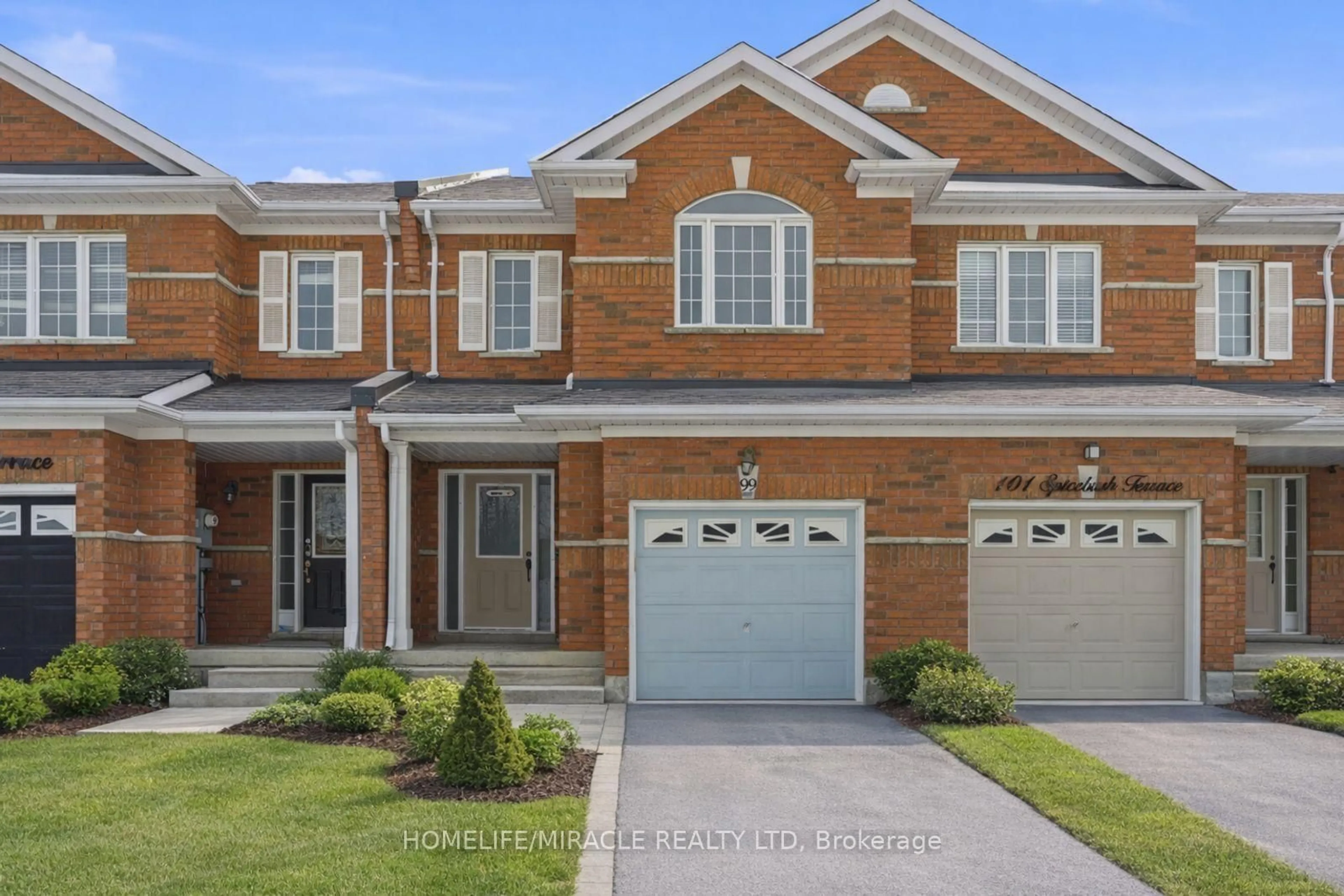 Home with brick exterior material, street for 99 Spicebush Terr, Brampton Ontario L6X 0J5