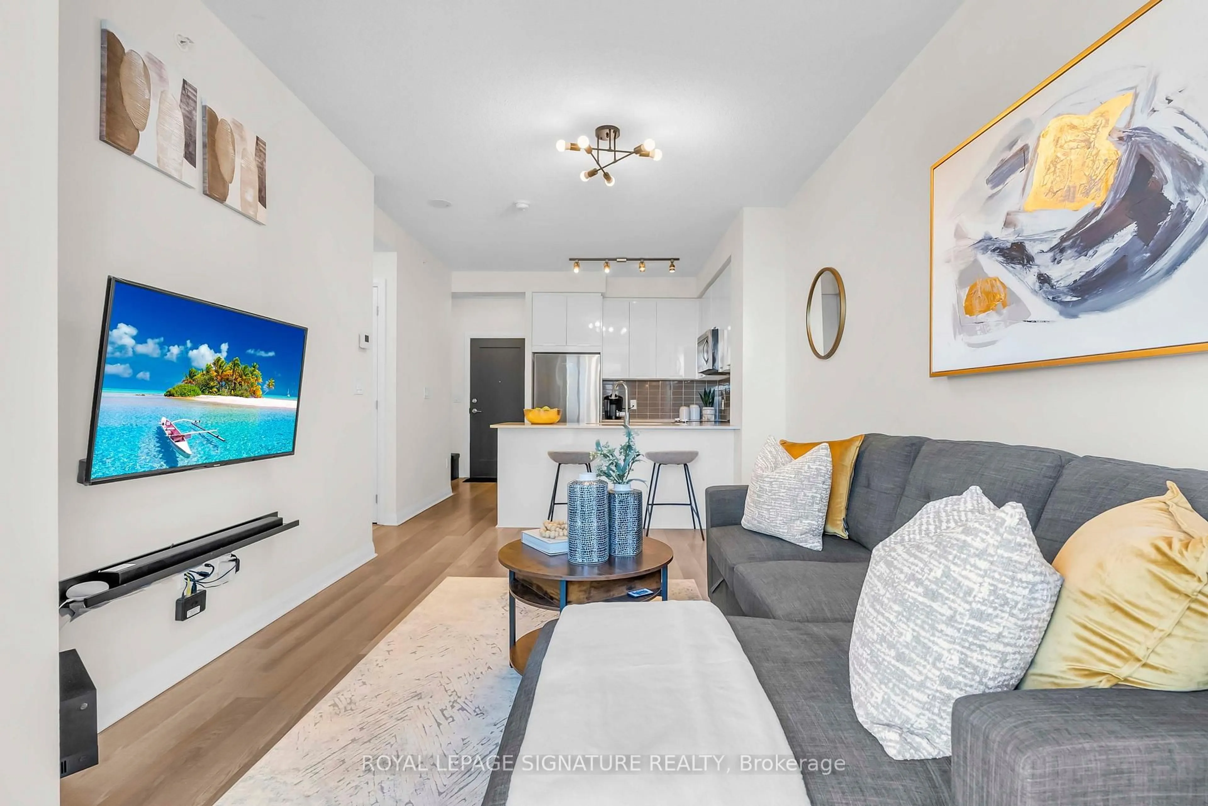 Living room with furniture, unknown for 5033 Four Springs Ave #1811, Mississauga Ontario L5R 0G6