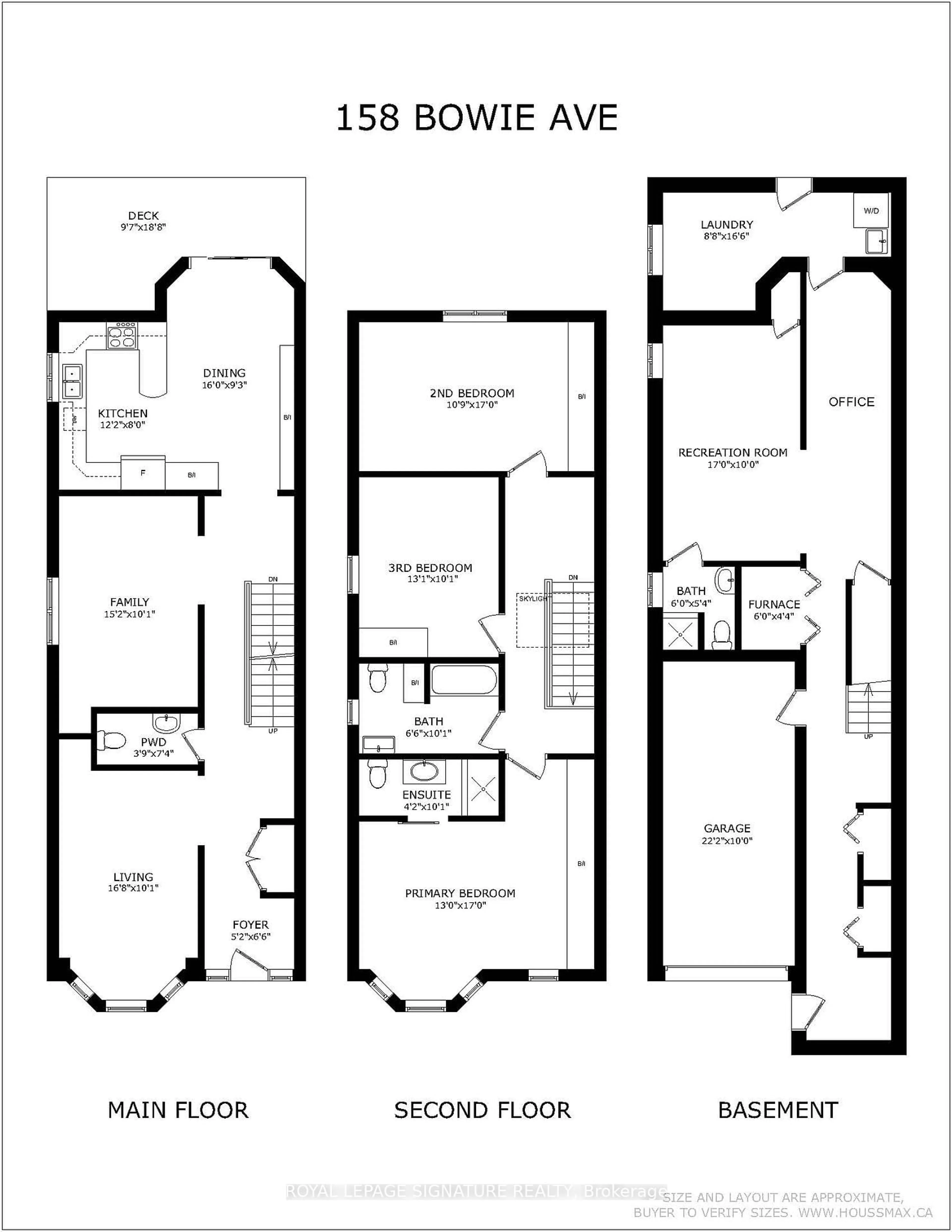 Floor plan for 158 Bowie Ave, Toronto Ontario M6E 2R3