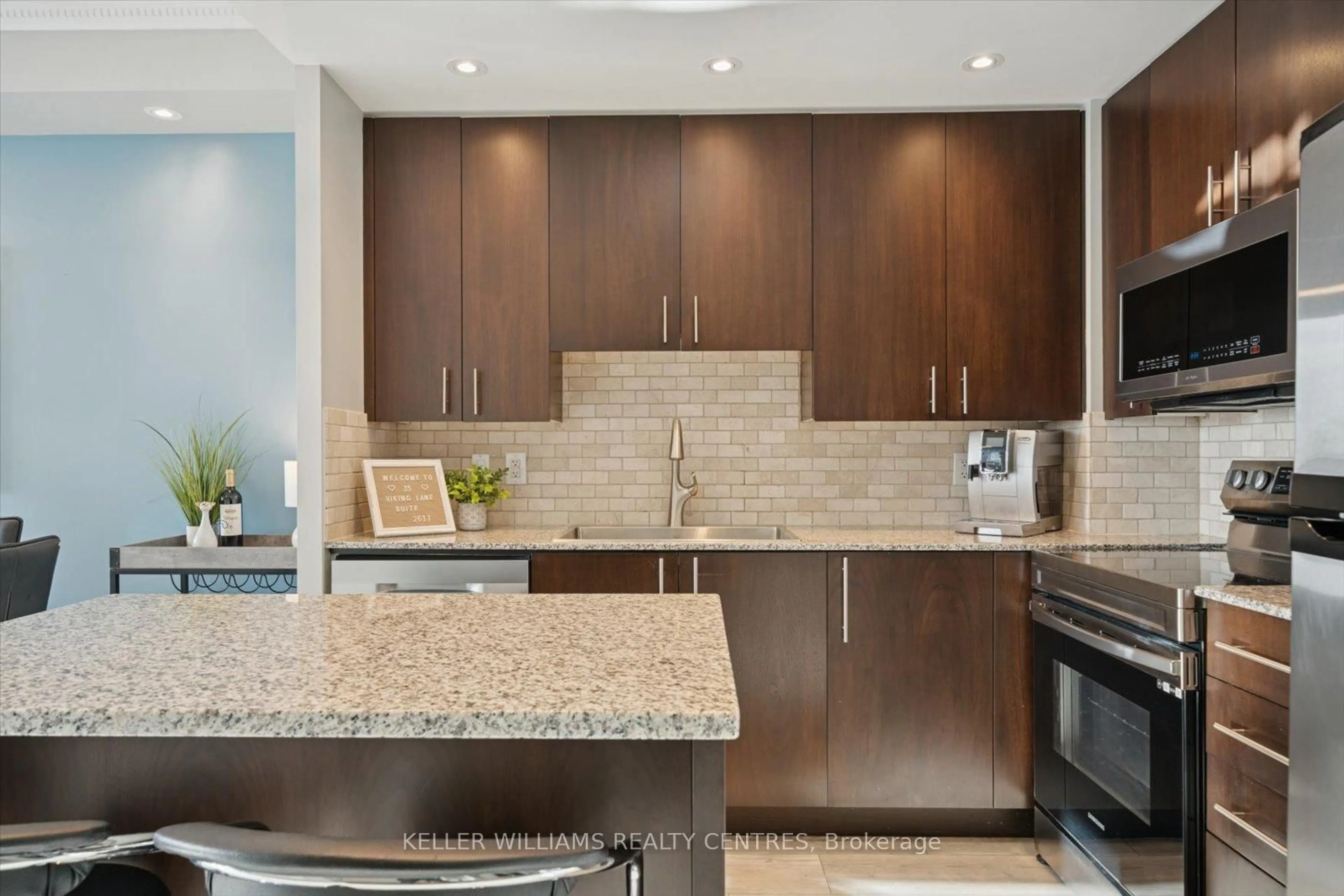 Contemporary kitchen, ceramic/tile floor for 35 Viking Lane #2637, Toronto Ontario M9B 0A2