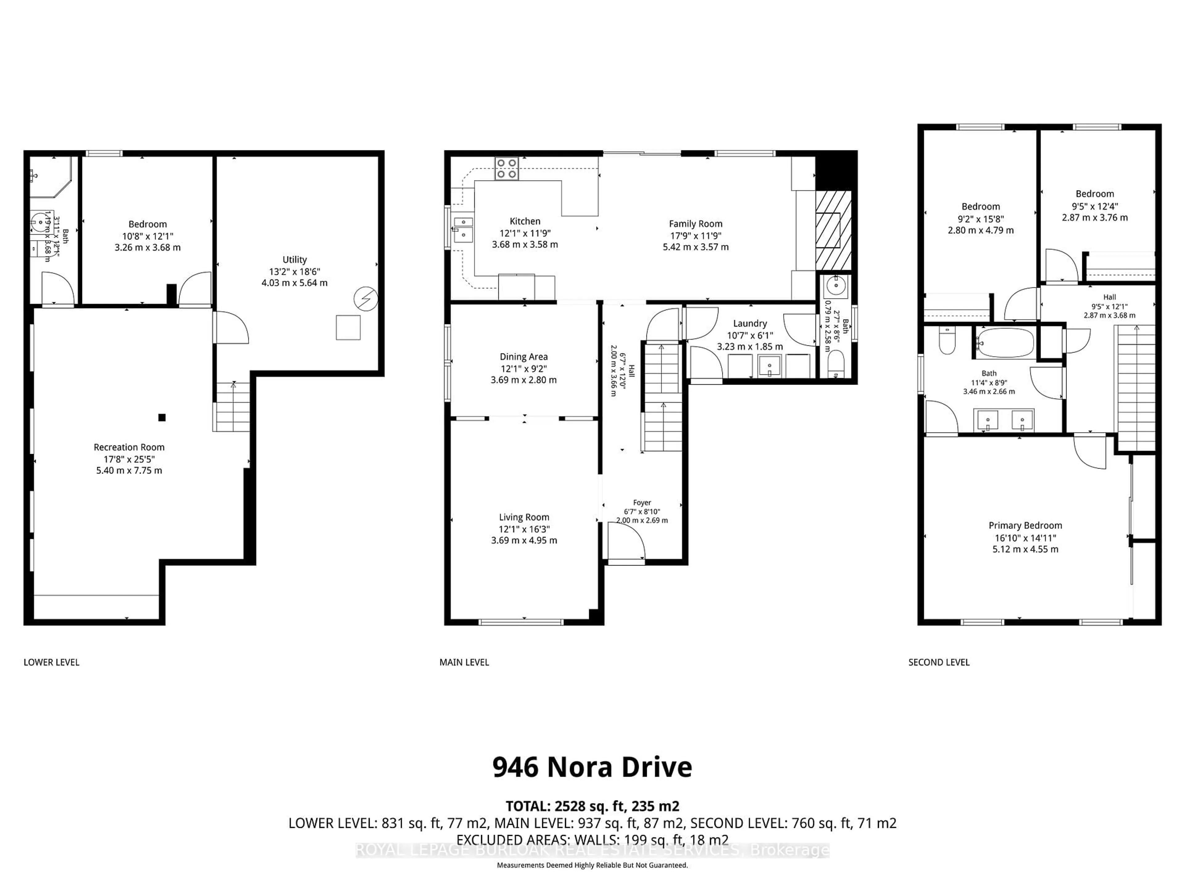 Floor plan for 946 Nora Dr, Burlington Ontario L7T 3E8
