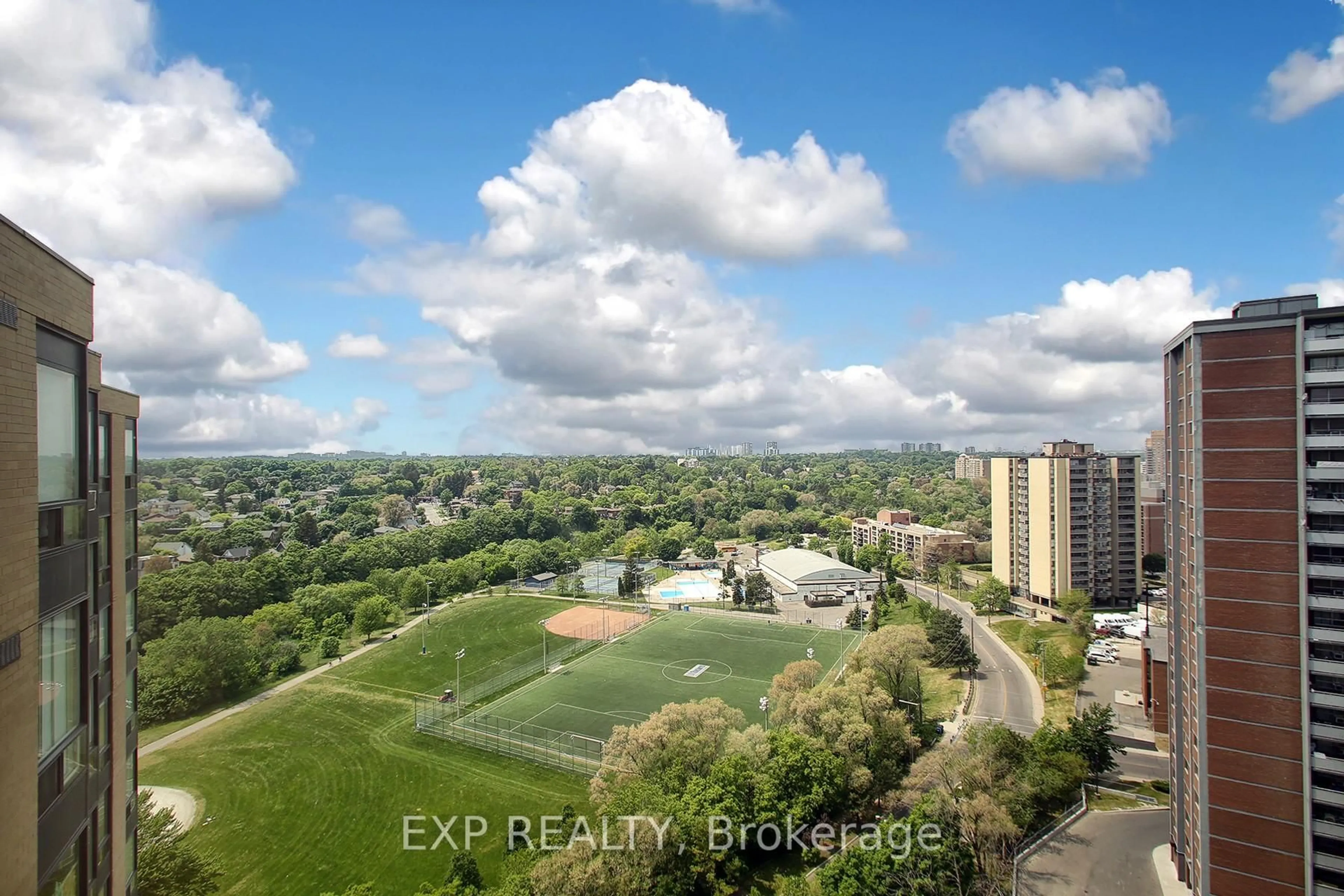 A pic from outside/outdoor area/front of a property/back of a property/a pic from drone, city buildings view from balcony for 3 Hickory Tree Rd #606, Toronto Ontario M9N 3W5