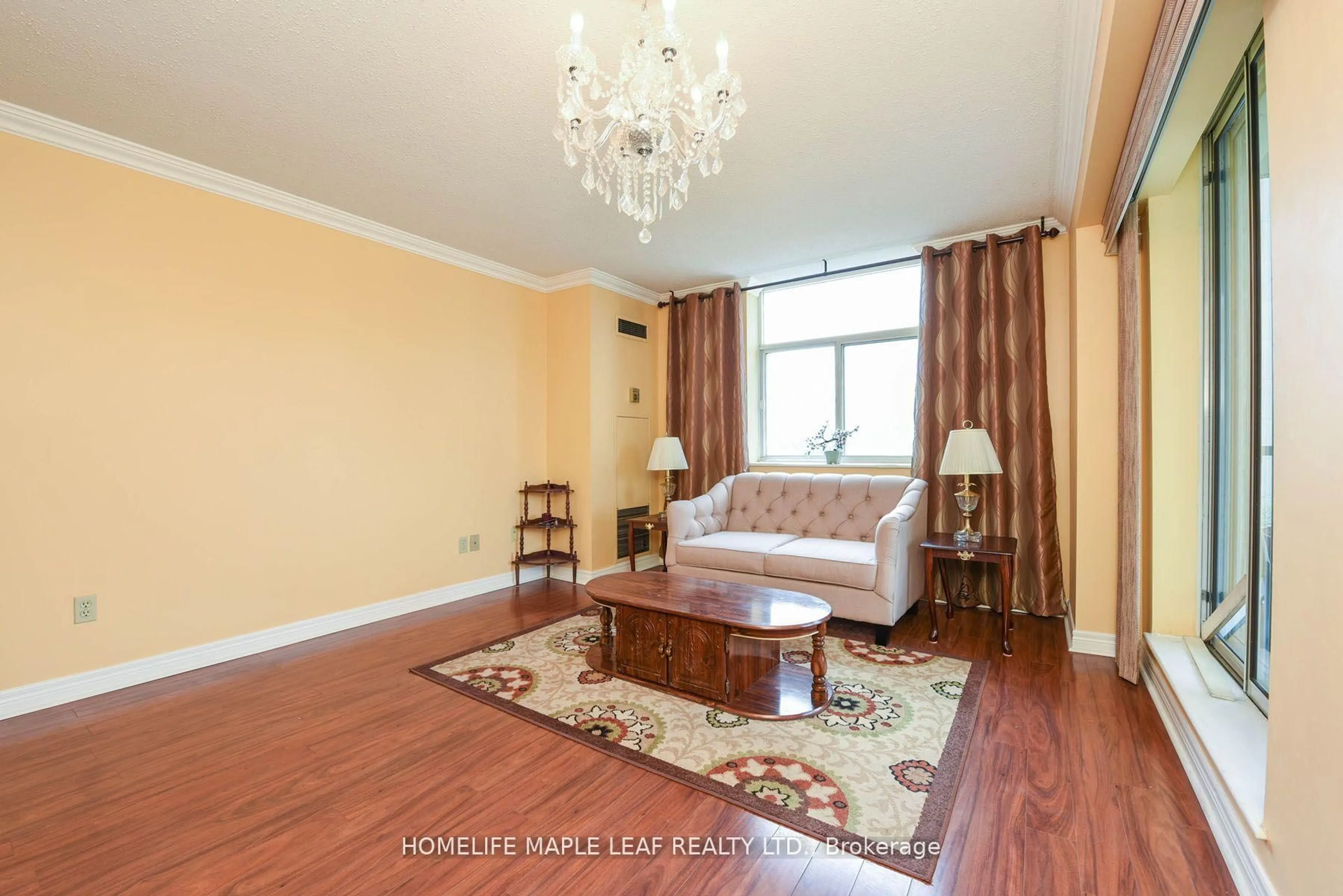 Living room with furniture, wood/laminate floor for 3559 Eglinton Ave #402, Toronto Ontario M6M 5C6