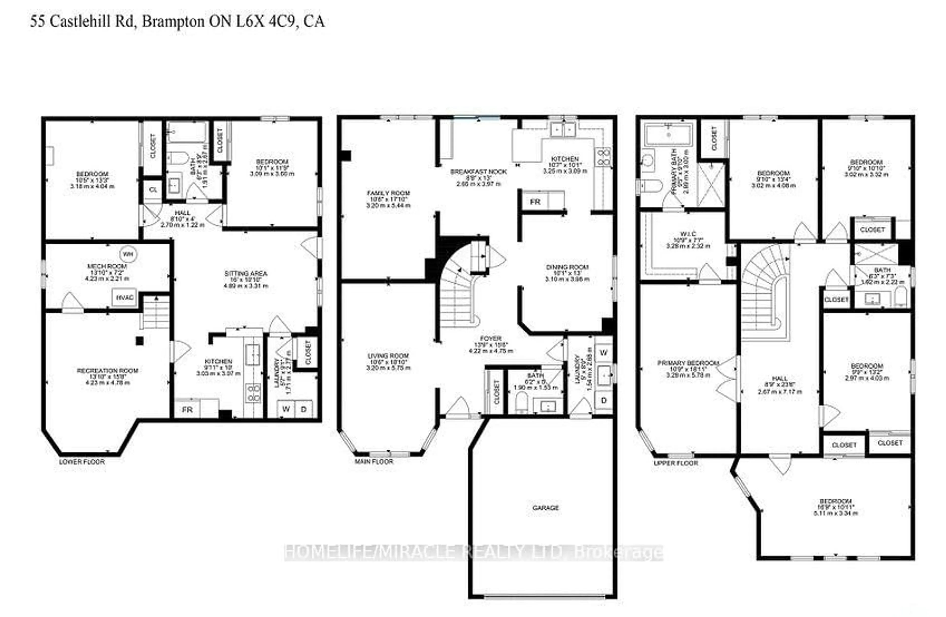Floor plan for 55 Castlehill Rd, Brampton Ontario L6X 4C9