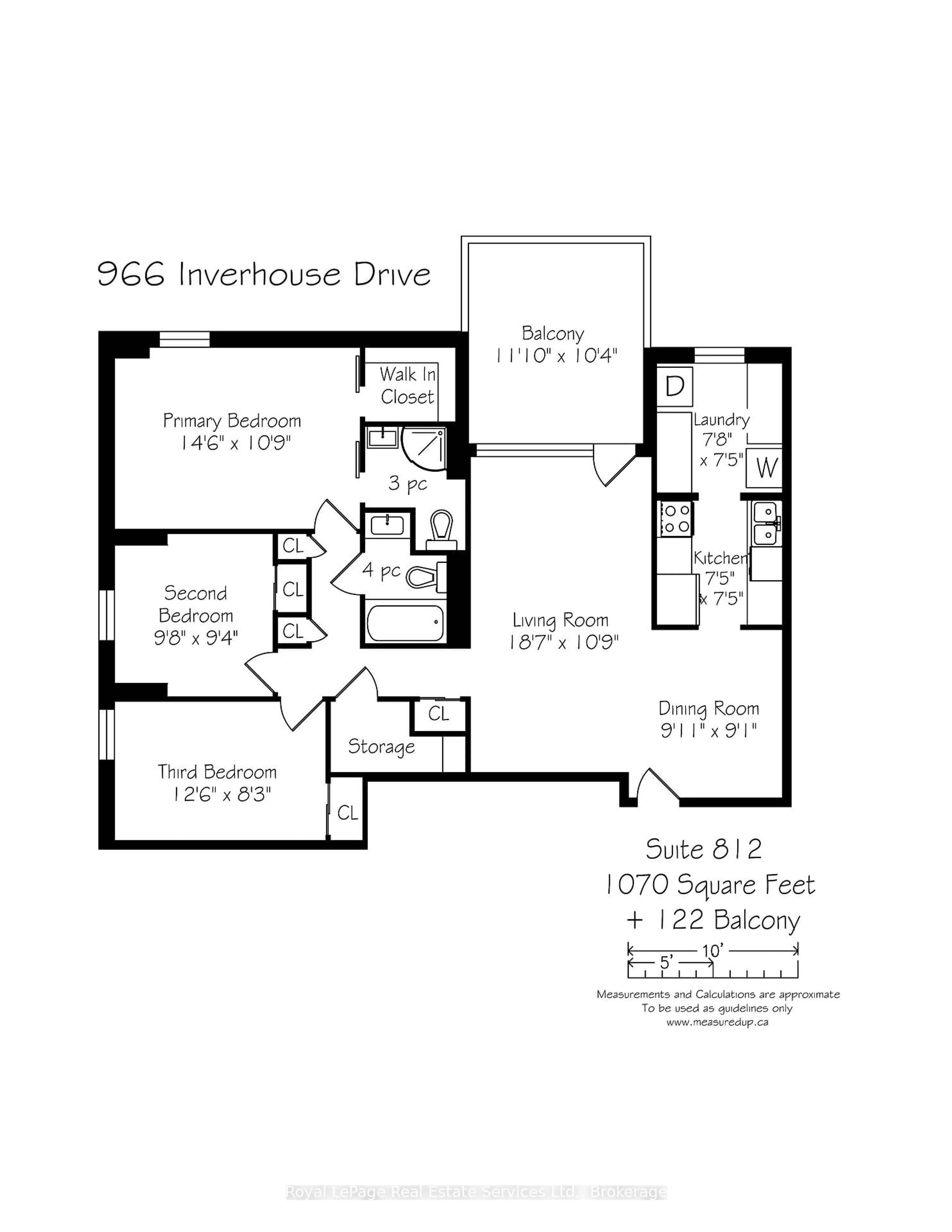 Floor plan for 966 Inverhouse Dr #812, Mississauga Ontario L5J 4B6