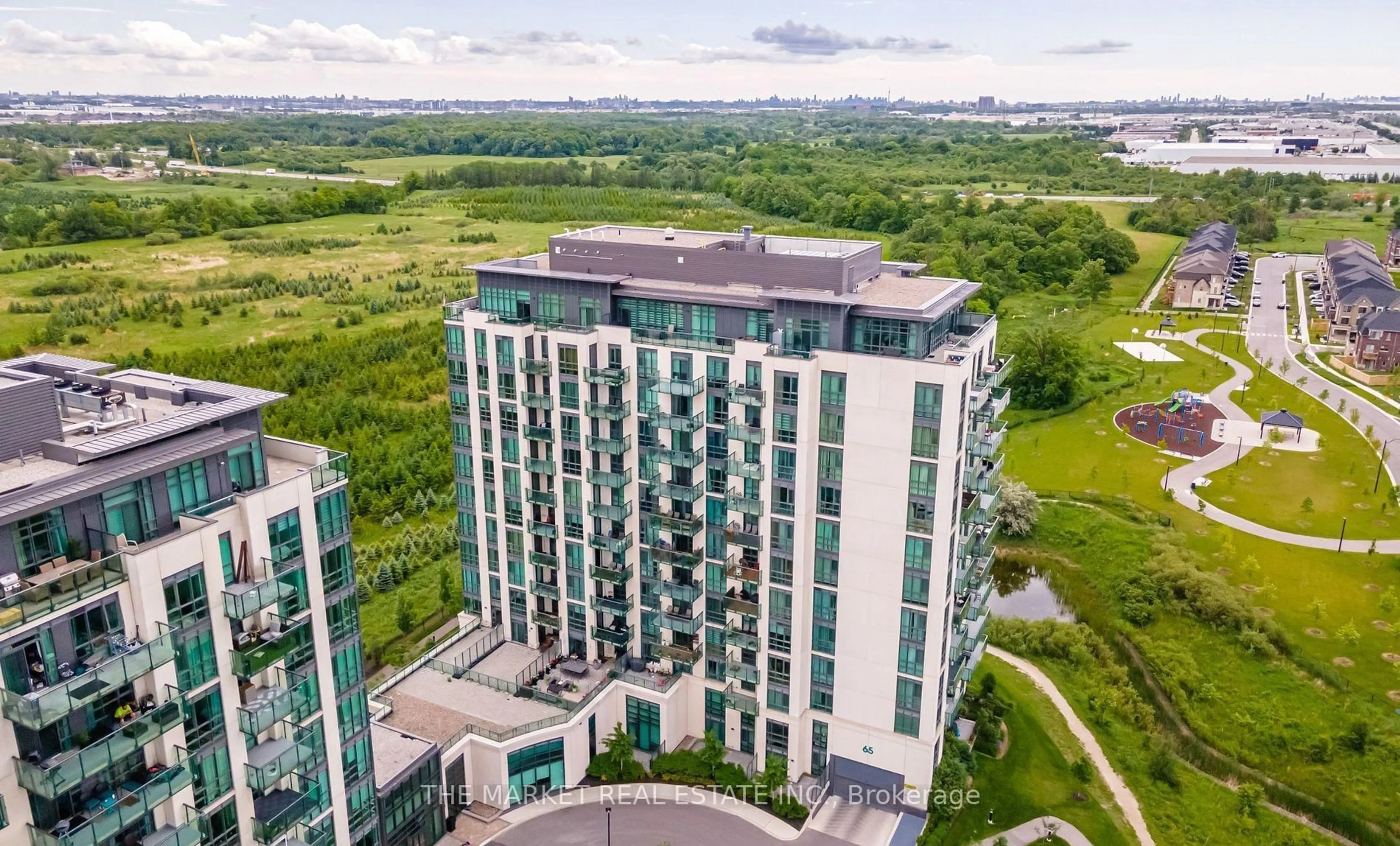 A pic from outside/outdoor area/front of a property/back of a property/a pic from drone, building for 65 Yorkland Blvd #510, Brampton Ontario L6P 4B4