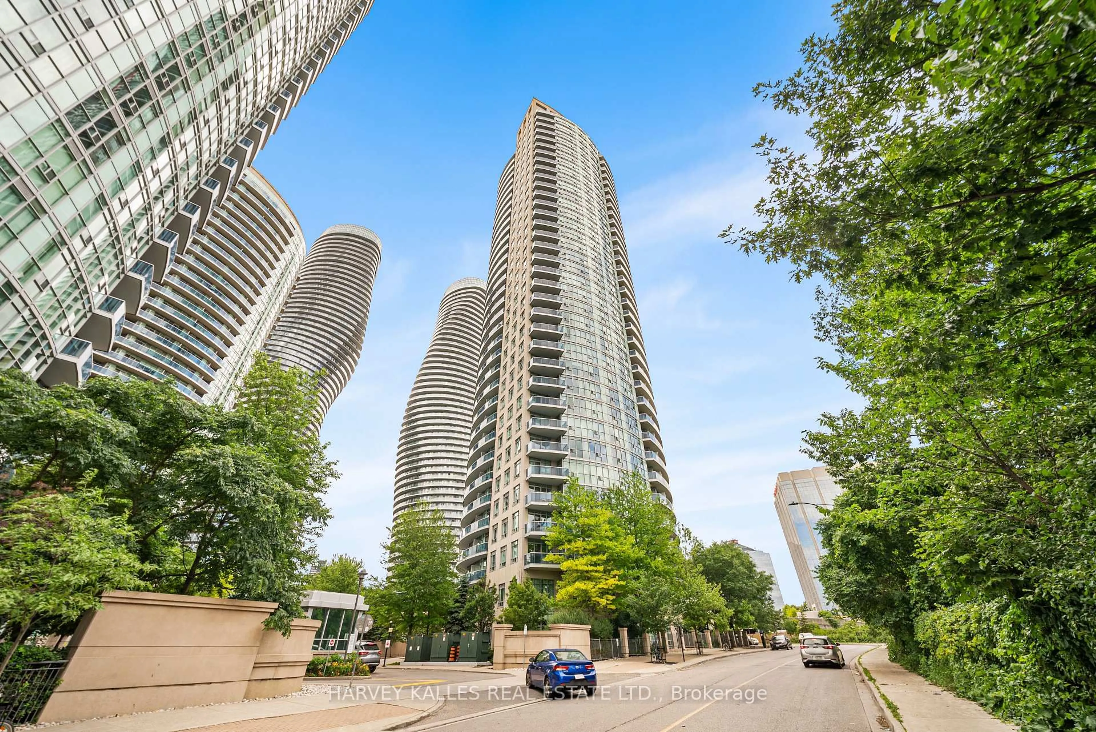 Patio, city buildings view from balcony for 80 Absolute Ave #503, Mississauga Ontario L4Z 0A5