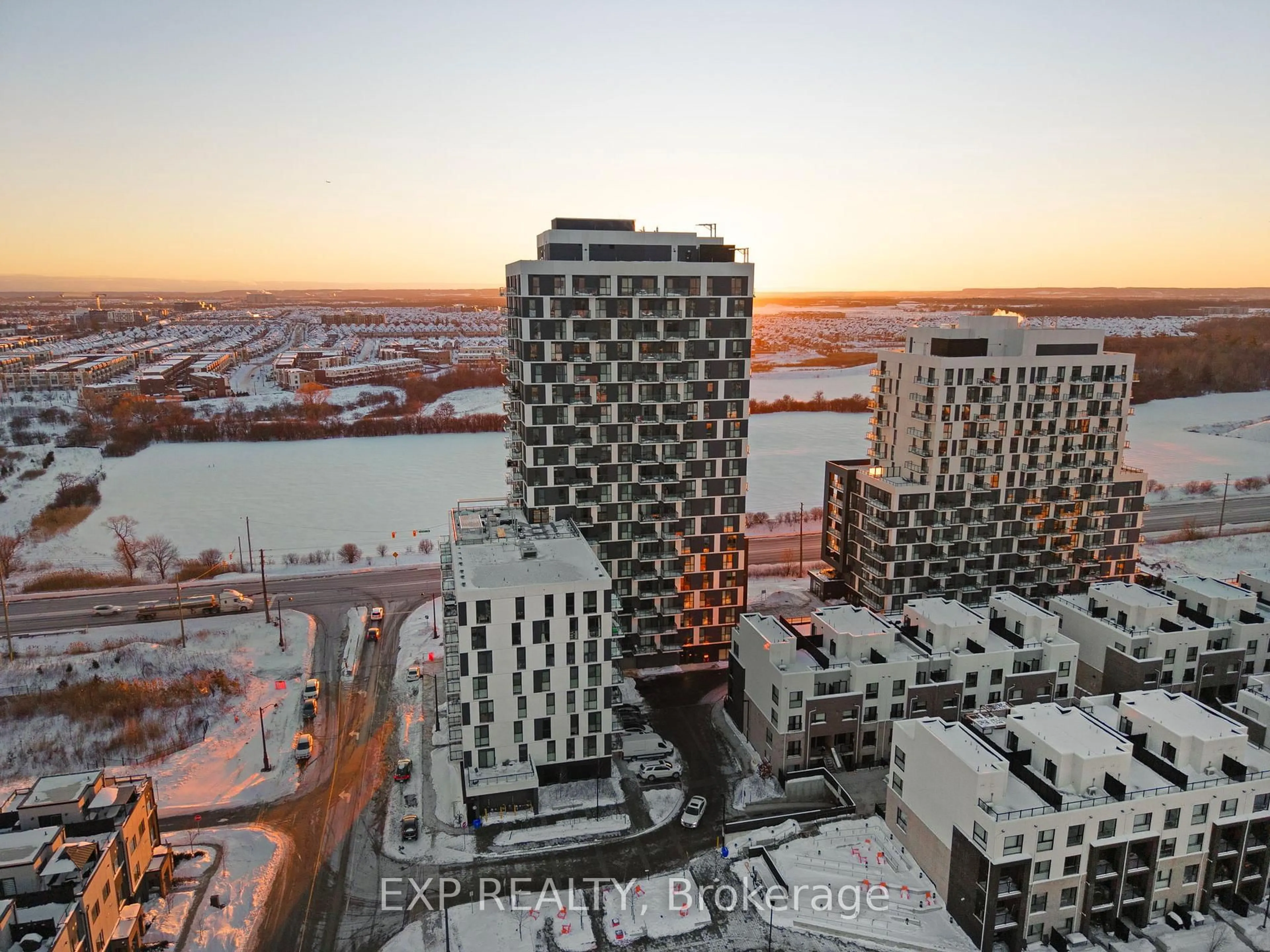 A pic from outside/outdoor area/front of a property/back of a property/a pic from drone, city buildings view from balcony for 335 Wheat Boom Dr Dr #1611, Oakville Ontario L6H 7Y1