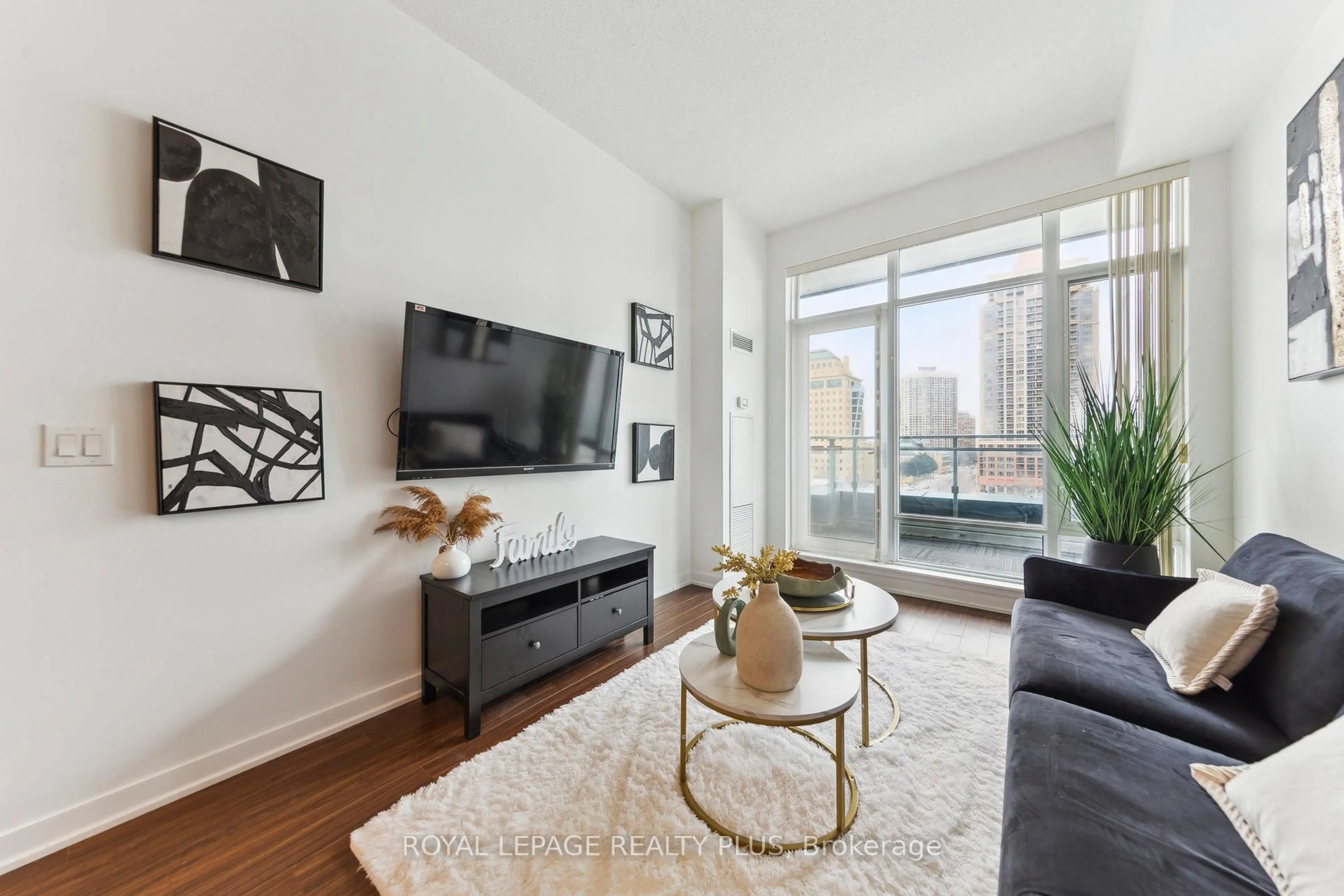 Living room with furniture, unknown for 365 Prince Of Wales Dr #603, Mississauga Ontario L5B 0G6