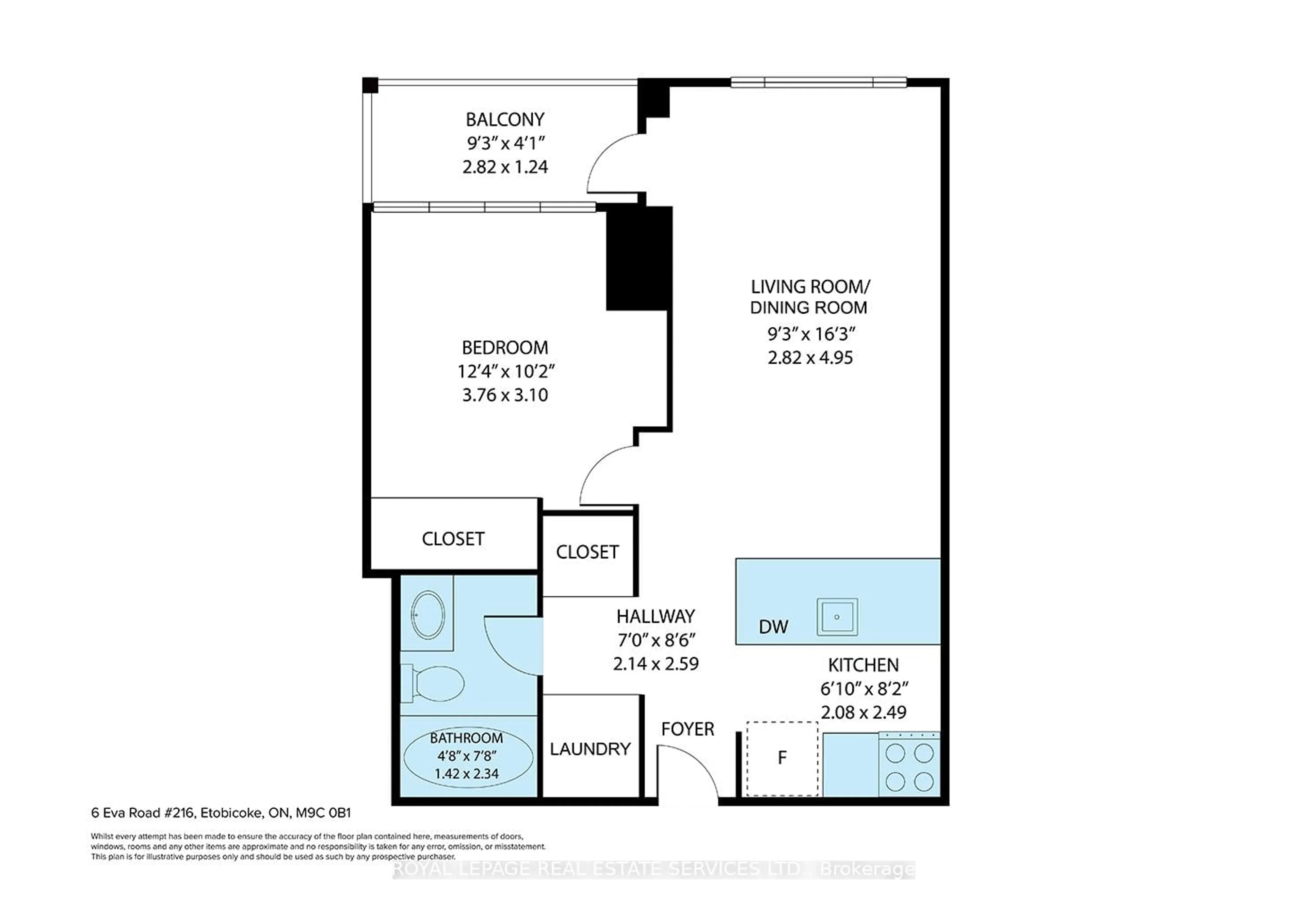 Floor plan for 6 Eva Rd #216, Toronto Ontario M9C 0B1