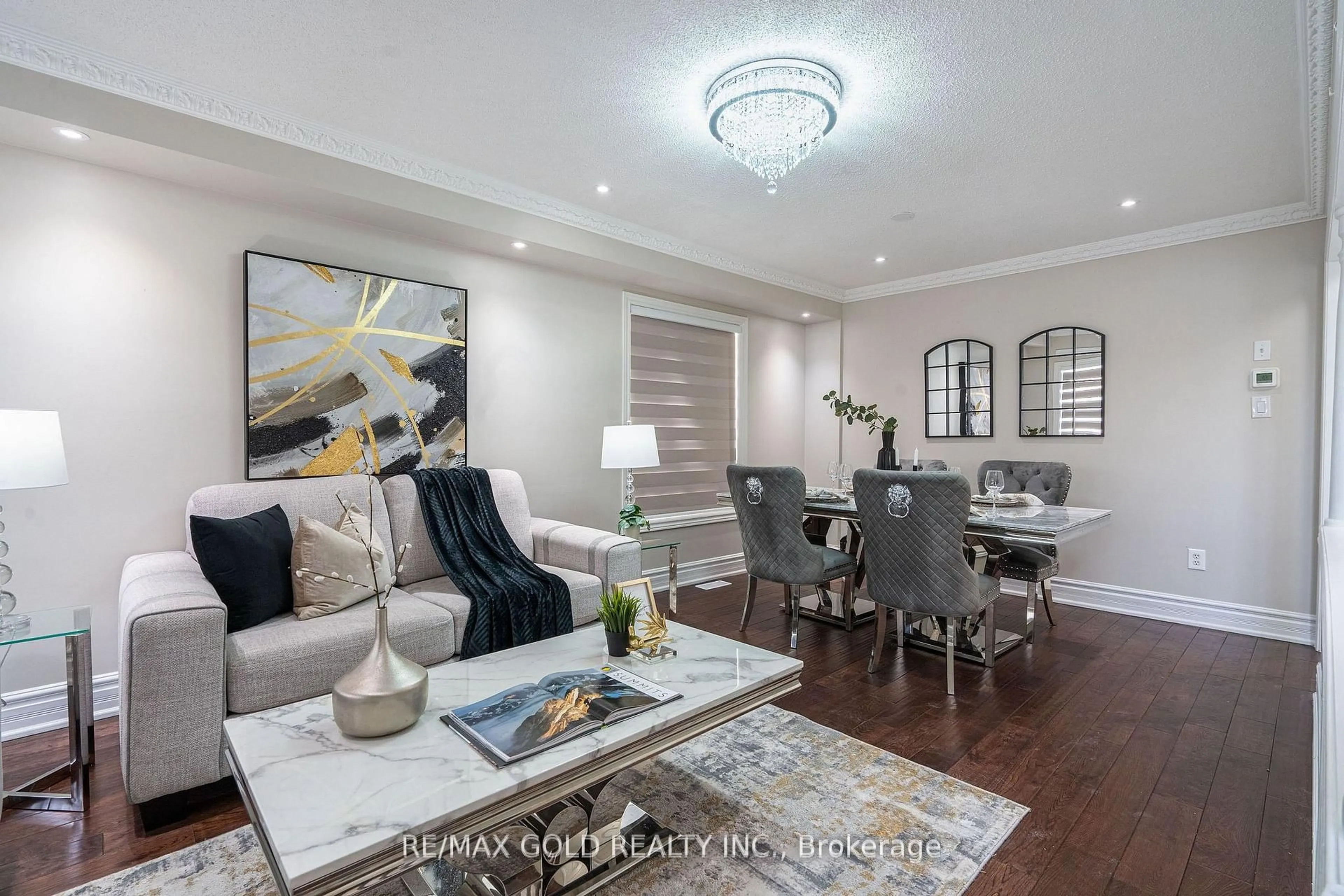 Living room with furniture, wood/laminate floor for 10 Leopard Gate, Brampton Ontario L6R 2E5