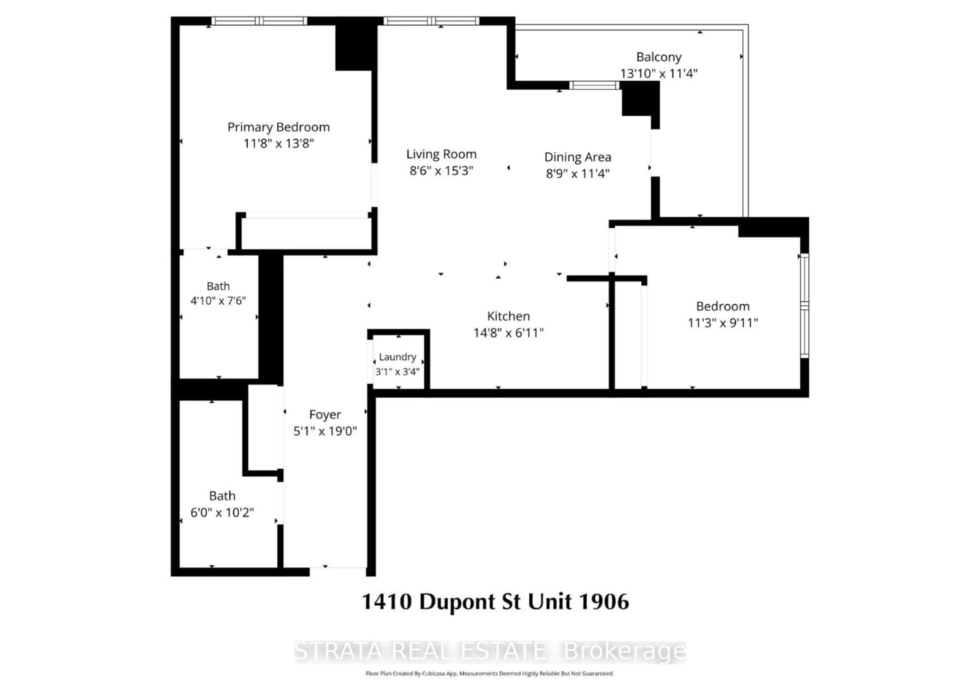 Floor plan for 1410 Dupont St #1906, Toronto Ontario M6H 2B1