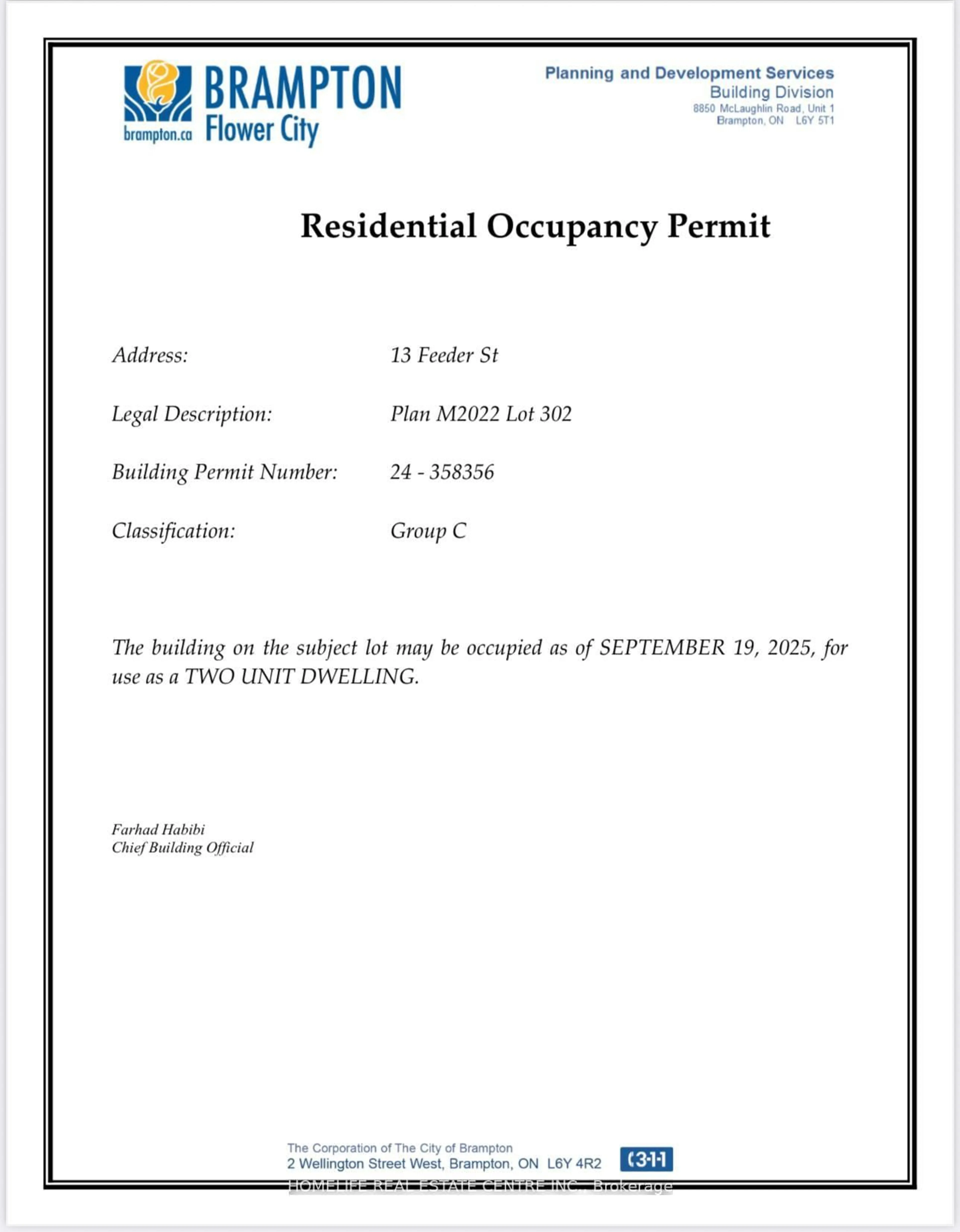 Floor plan for 13 Feeder St, Brampton Ontario L7A 4T7