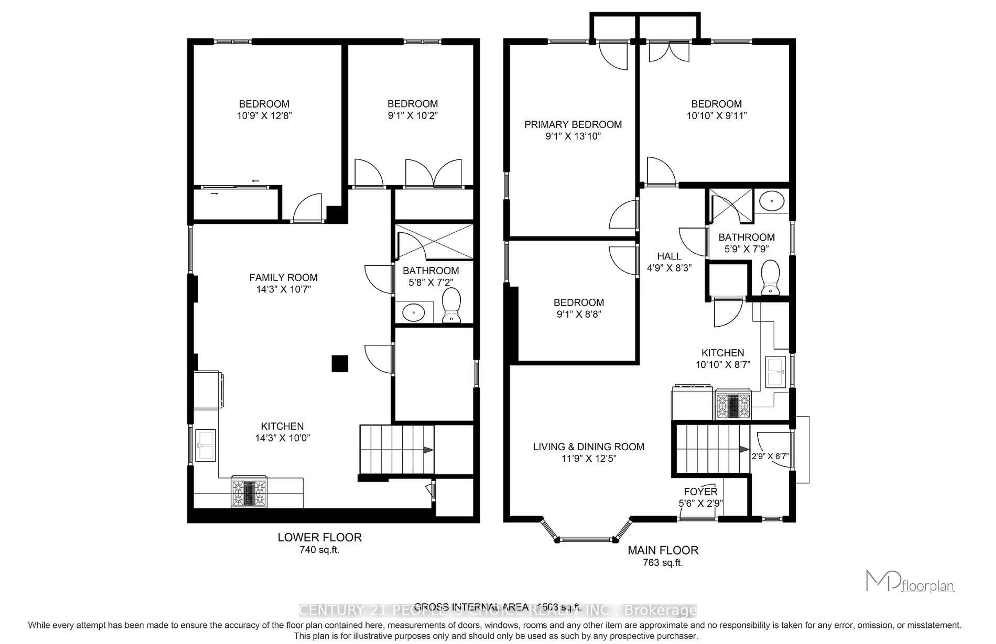Floor plan for 218 William St, Toronto Ontario M9N 2H1