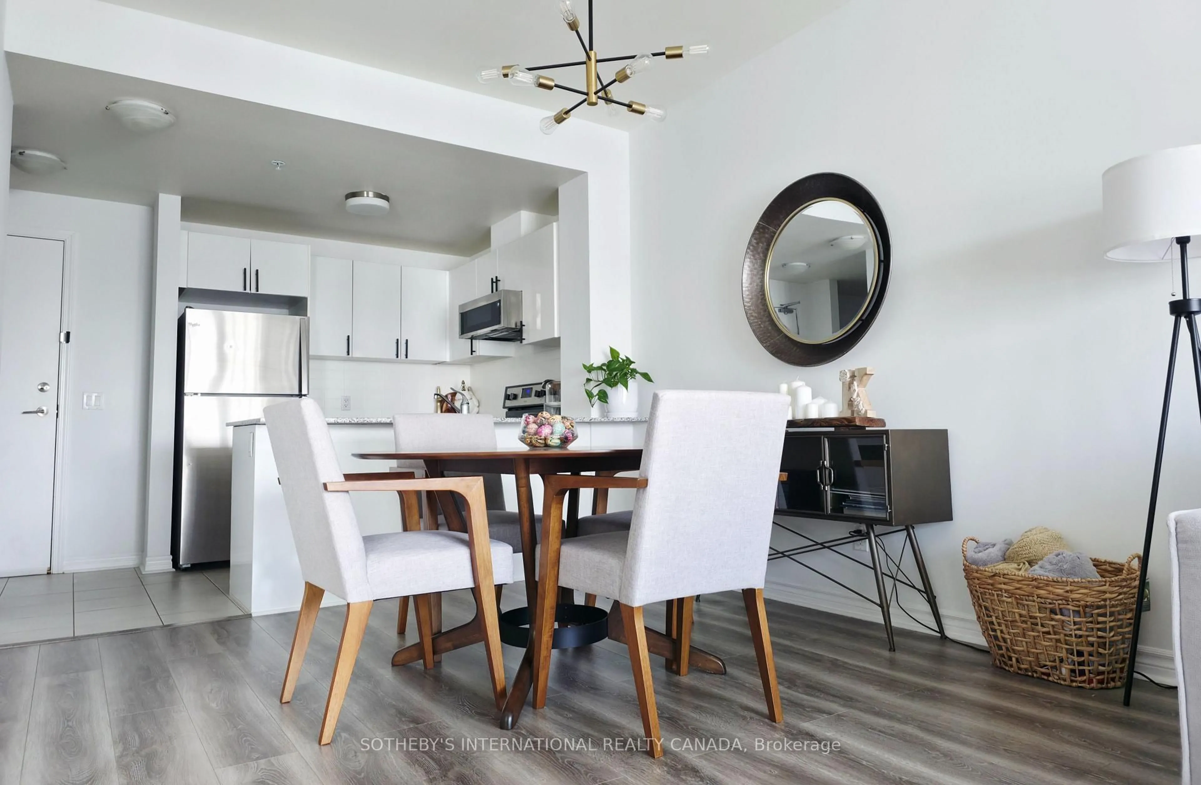 Open concept kitchen, wood/laminate floor for 2522 Keele St #206, Toronto Ontario M6L 2N8