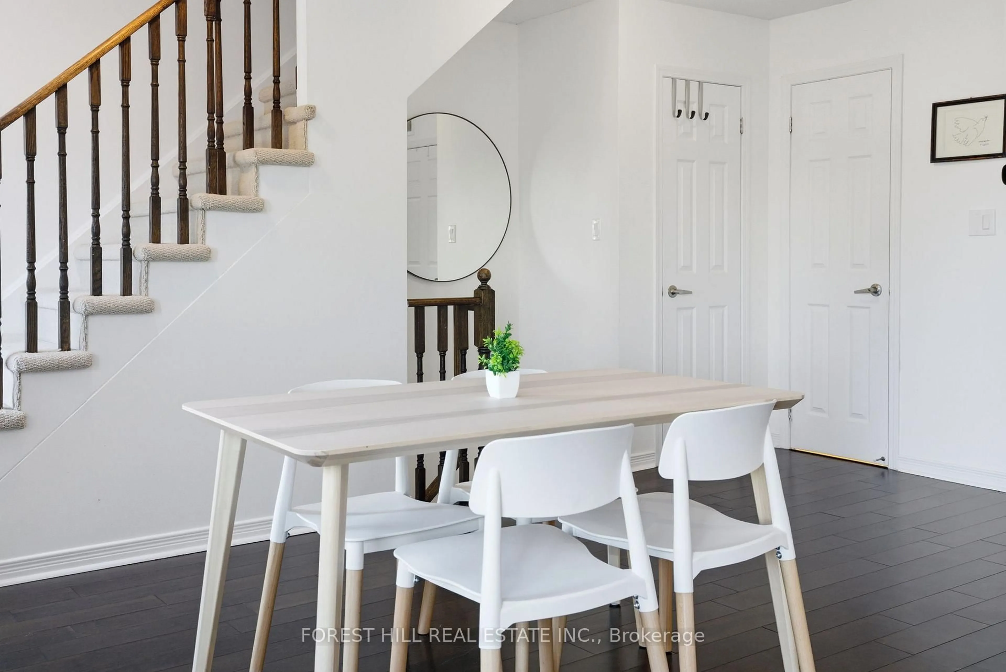 Dining room, wood/laminate floor for 20 Elsie Lane #220, Toronto Ontario M6P 3N9