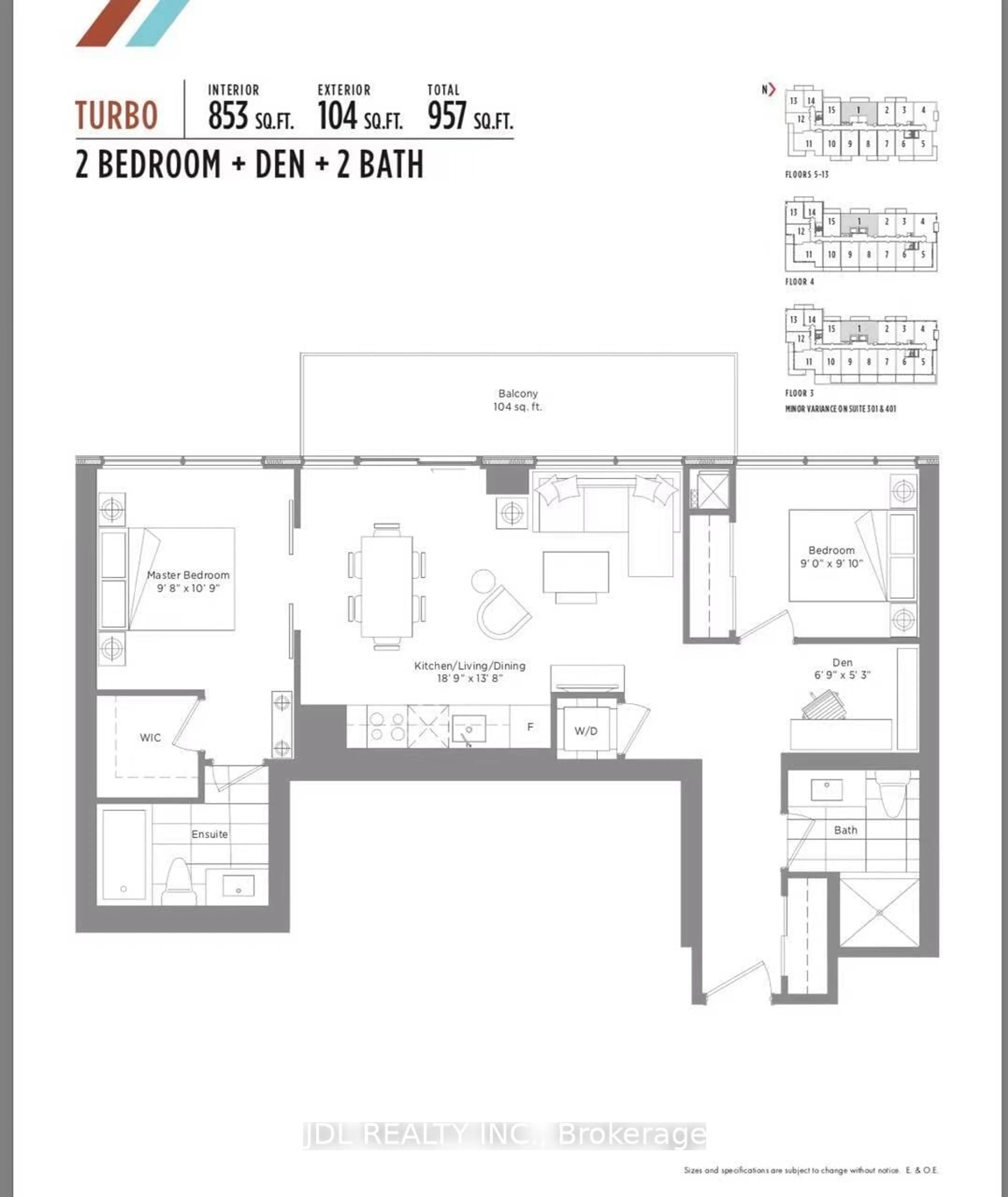 Floor plan for 10 De Boers Dr #1001, Toronto Ontario M3J 0H1