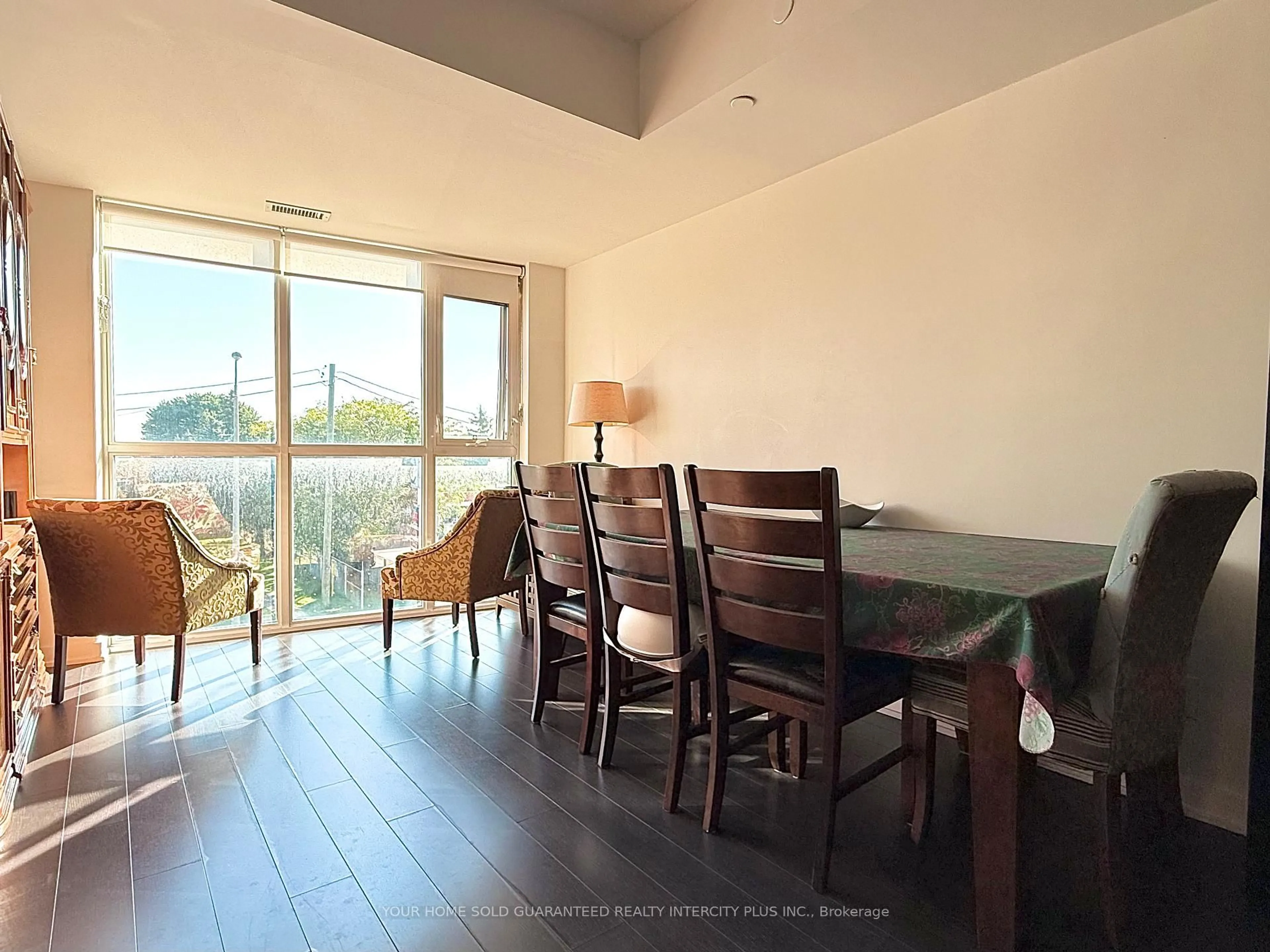 Dining room, wood/laminate floor for 16 McAdam Ave #302, Toronto Ontario M6A 0B9