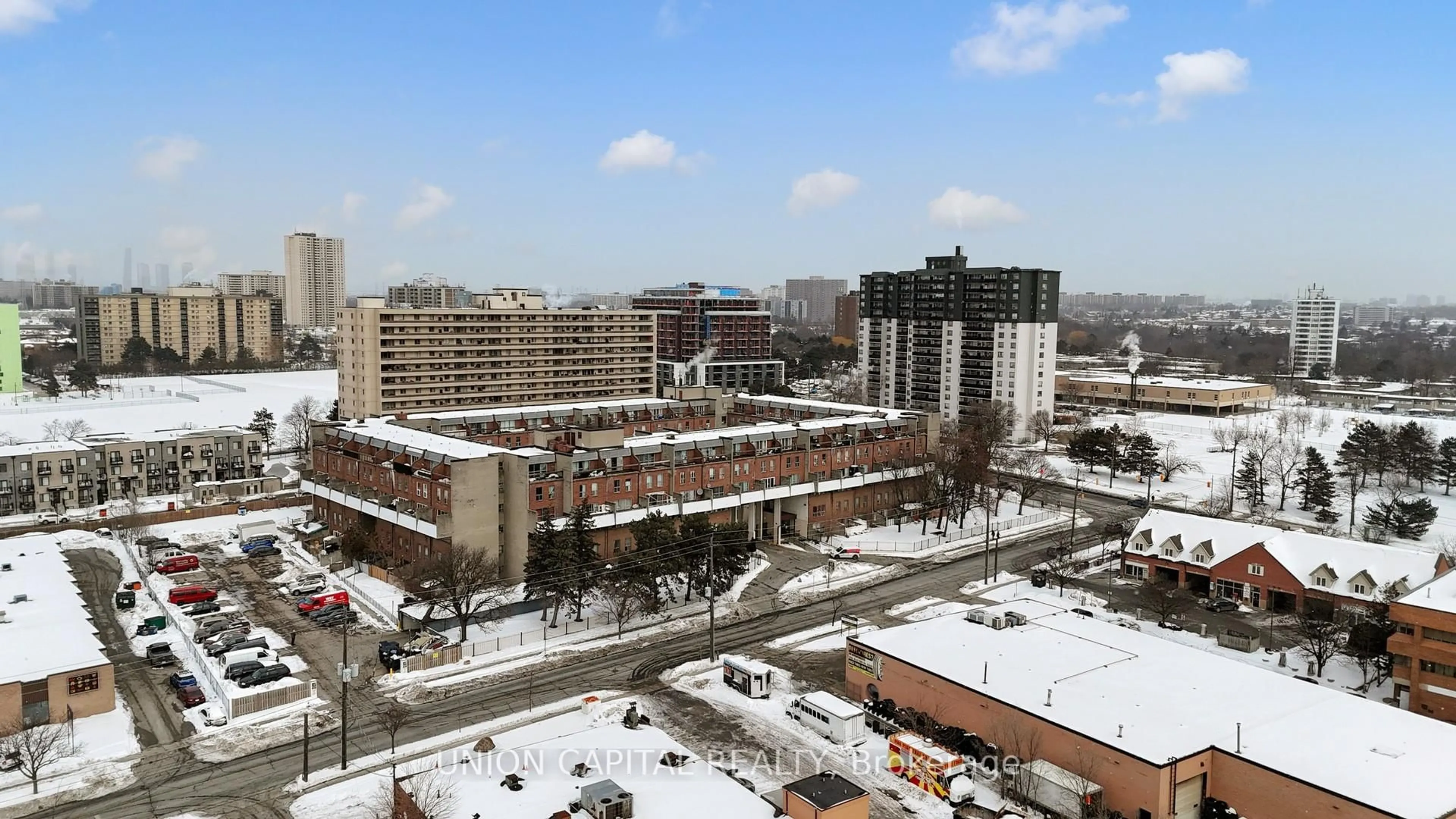 A pic from outside/outdoor area/front of a property/back of a property/a pic from drone, city buildings view from balcony for 10 Eddystone Ave #126, Toronto Ontario M3N 2T2