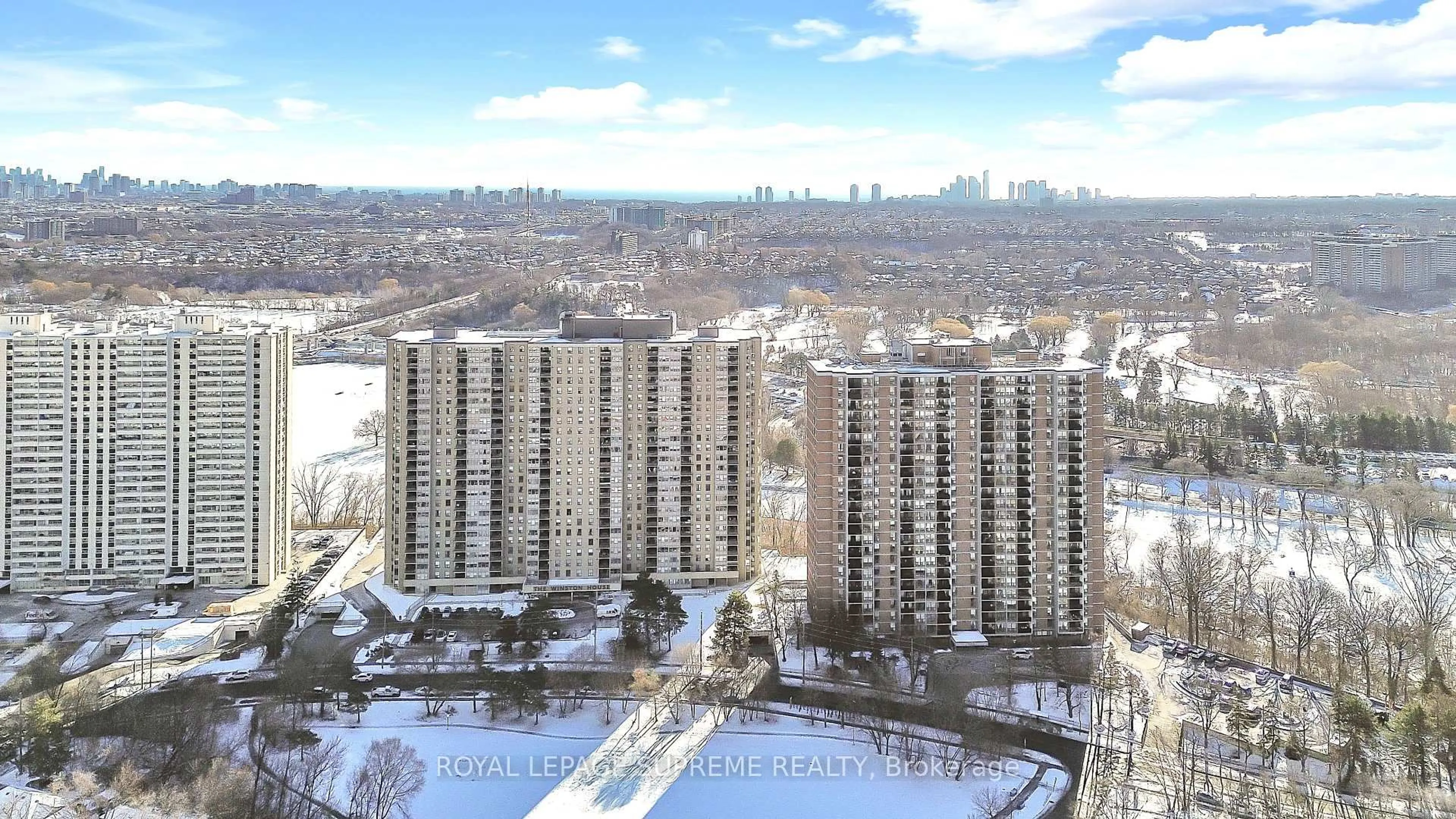 A pic from outside/outdoor area/front of a property/back of a property/a pic from drone, city buildings view from balcony for 75 Emmett Ave #602, Toronto Ontario M6M 5A7
