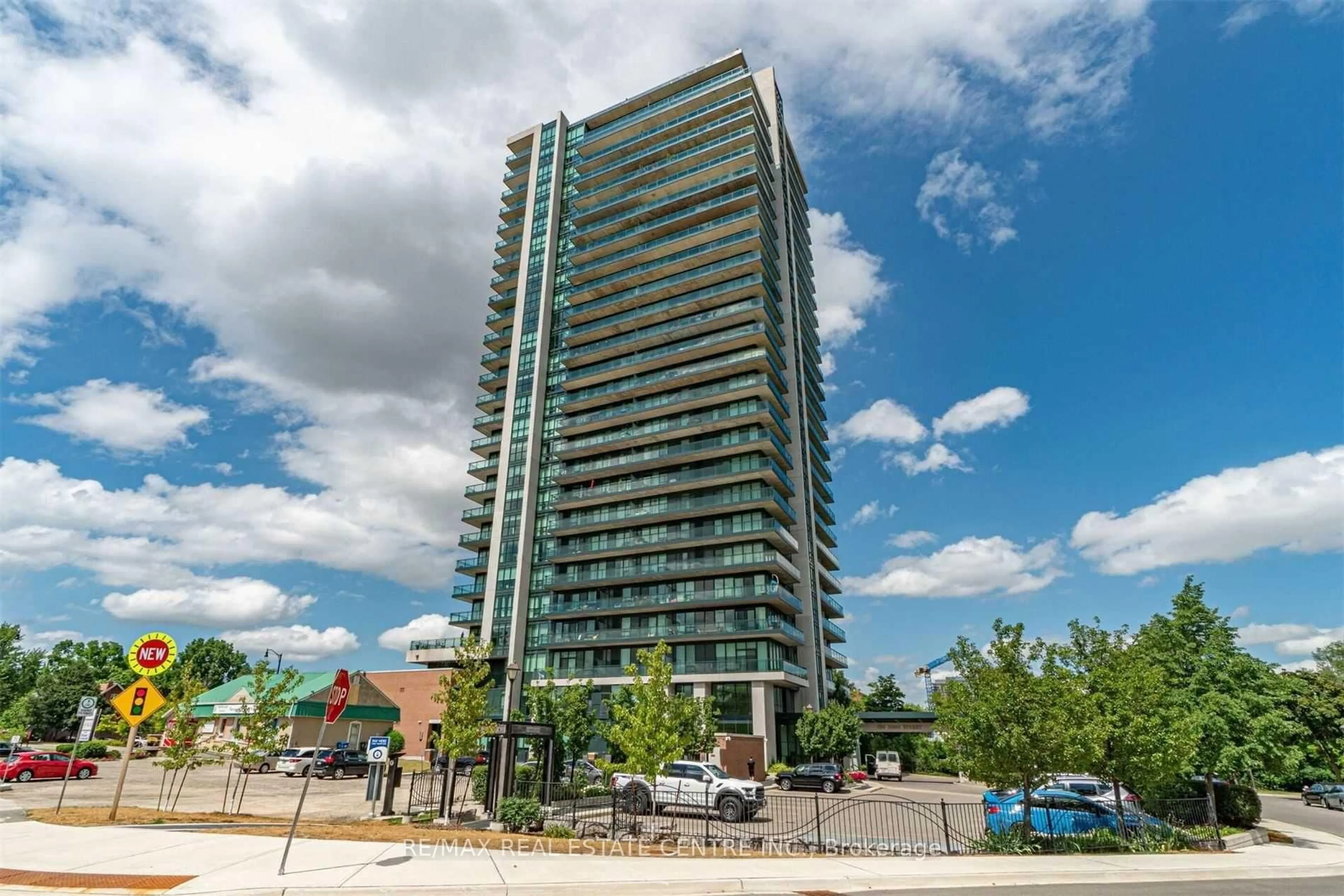 A pic from outside/outdoor area/front of a property/back of a property/a pic from drone, unknown for 100 John St #1203, Brampton Ontario L6W 0A8