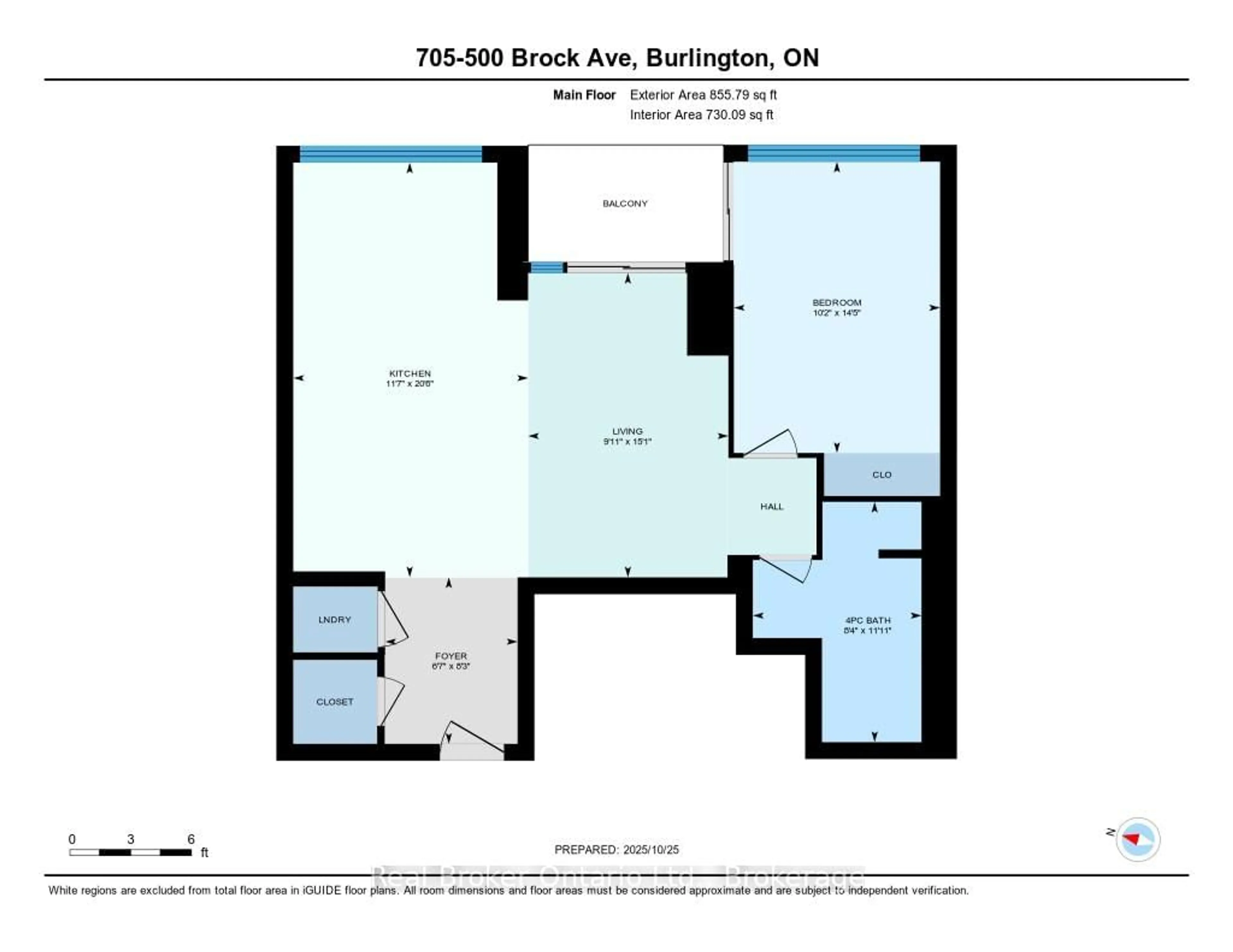 Floor plan for 500 Brock Ave #705, Burlington Ontario L7S 0A5