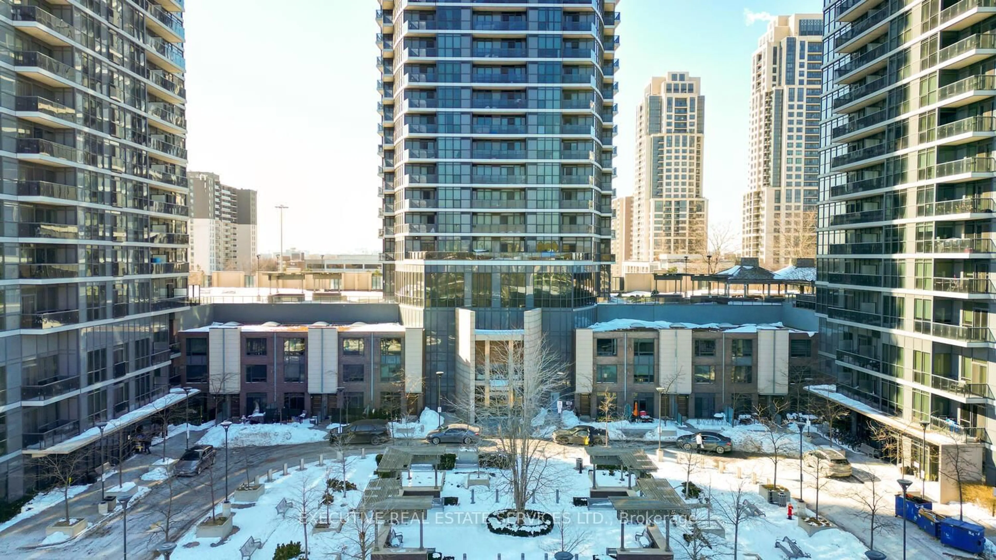 Patio, city buildings view from balcony for 5 Valhalla Inn Rd #1804, Toronto Ontario M9B 1S9