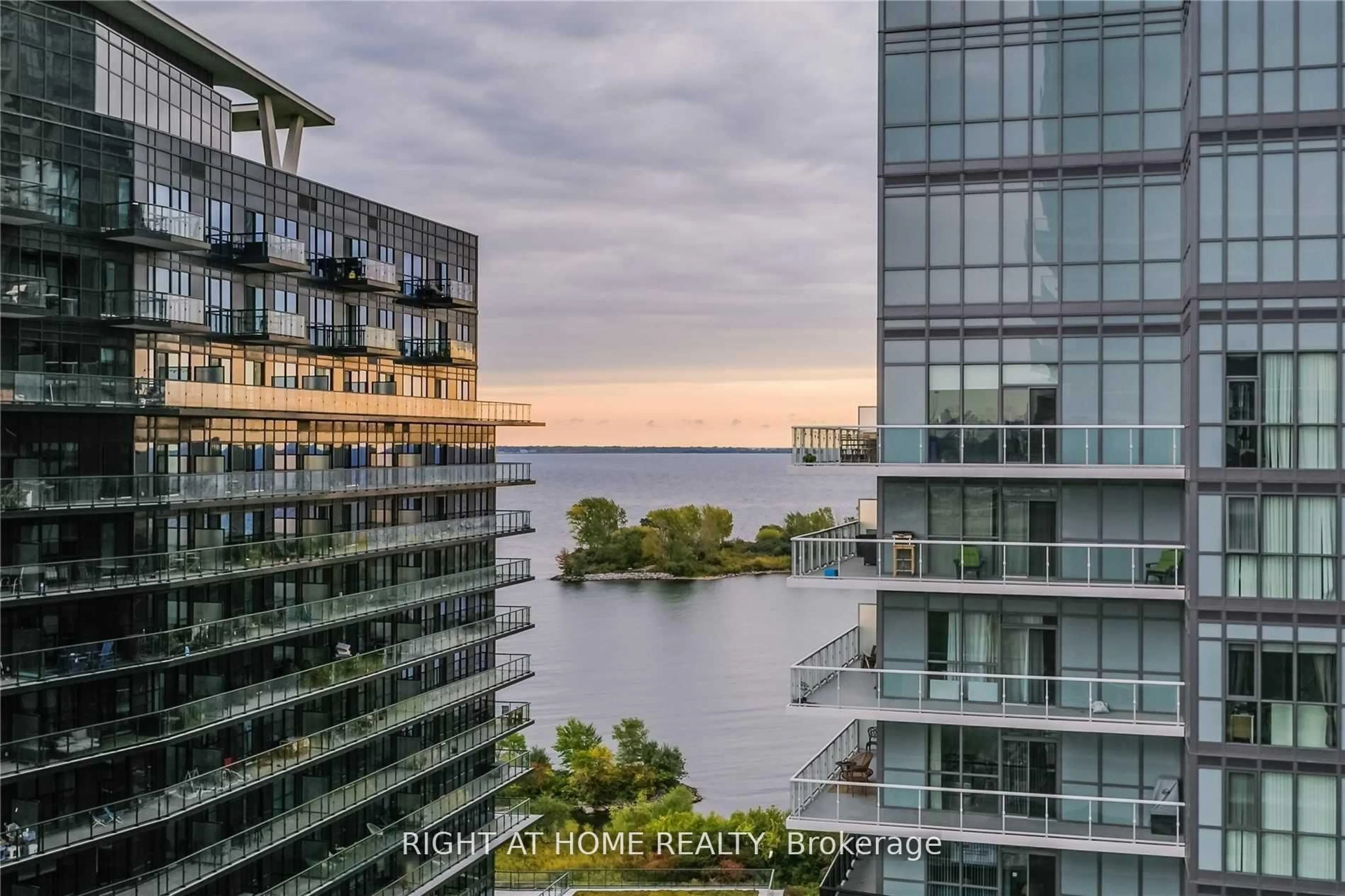 A pic from outside/outdoor area/front of a property/back of a property/a pic from drone, water/lake/river/ocean view for 56 Annie Craig Dr #1402, Toronto Ontario M8V 0C8