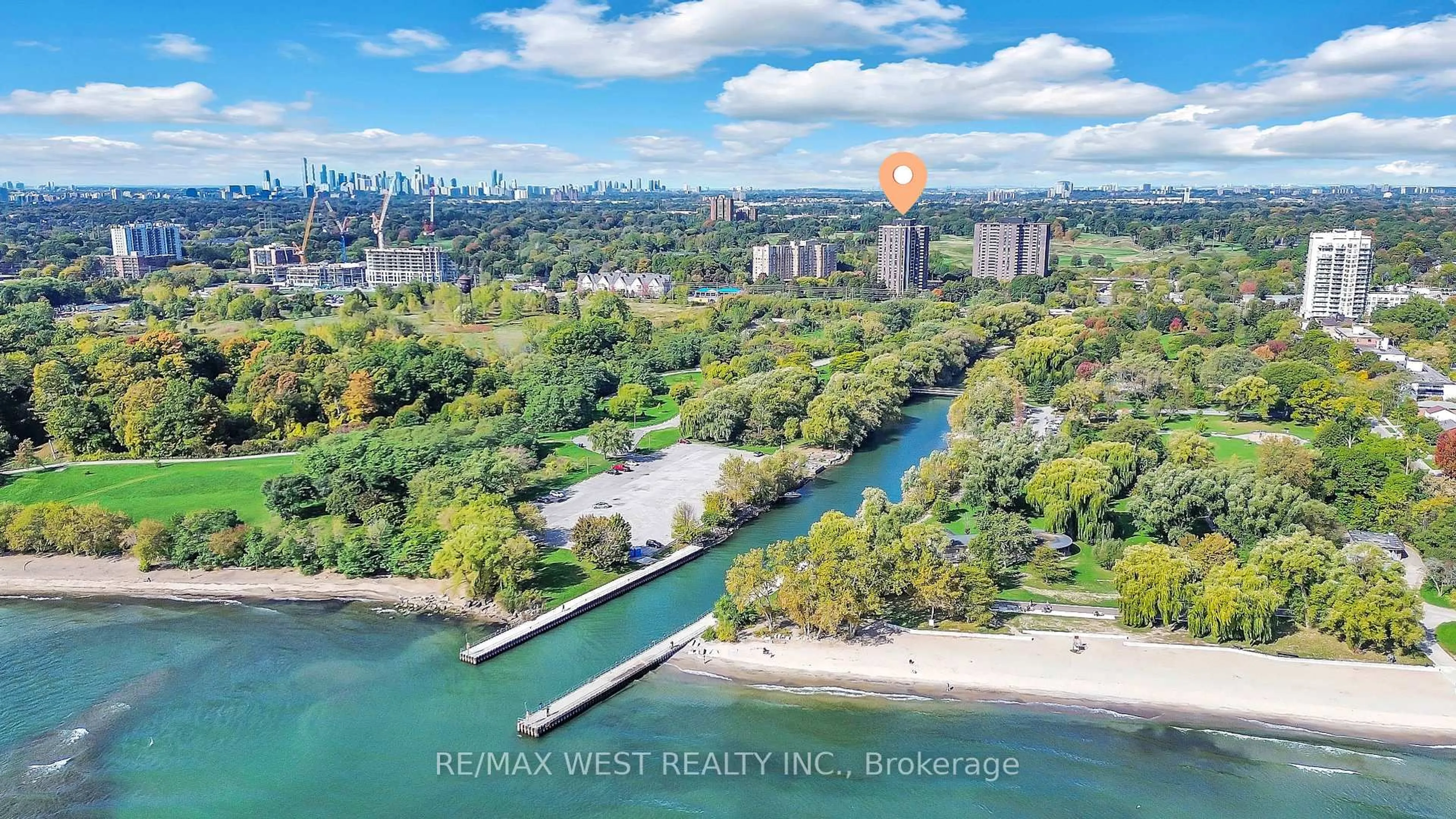 A pic from outside/outdoor area/front of a property/back of a property/a pic from drone, water/lake/river/ocean view for 1515 Lakeshore Rd #2005, Mississauga Ontario L5E 3E3