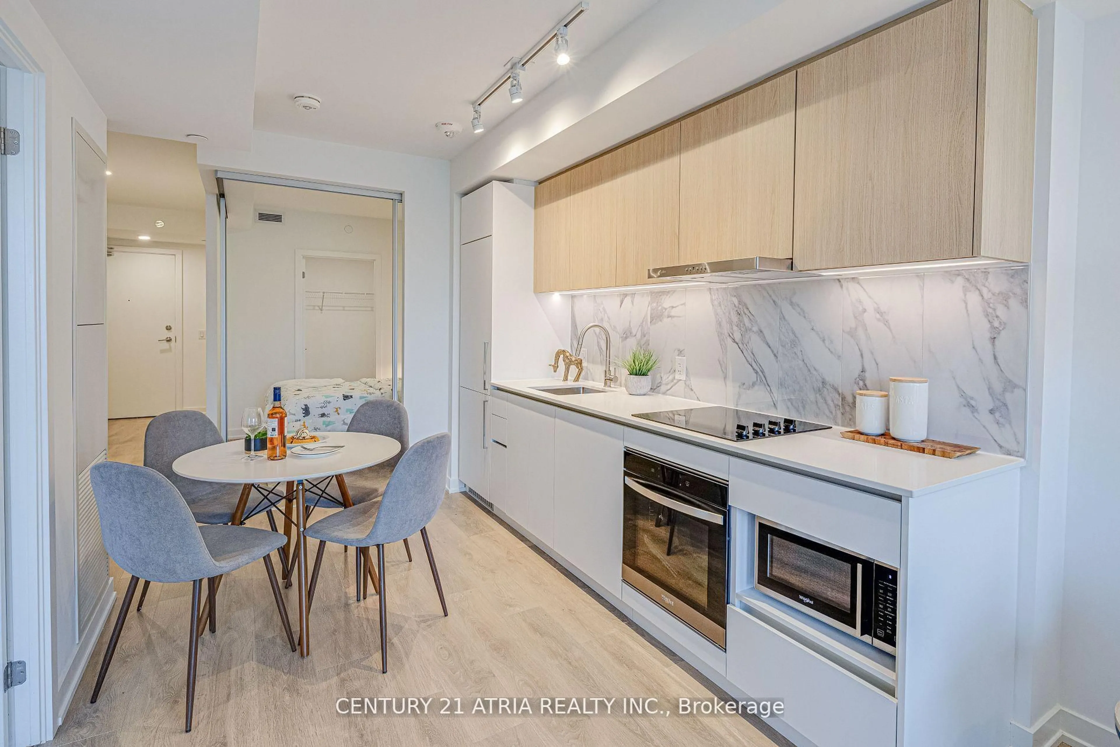Open concept kitchen, ceramic/tile floor for 1100 Sheppard Ave #217, Toronto Ontario M3K 0E4