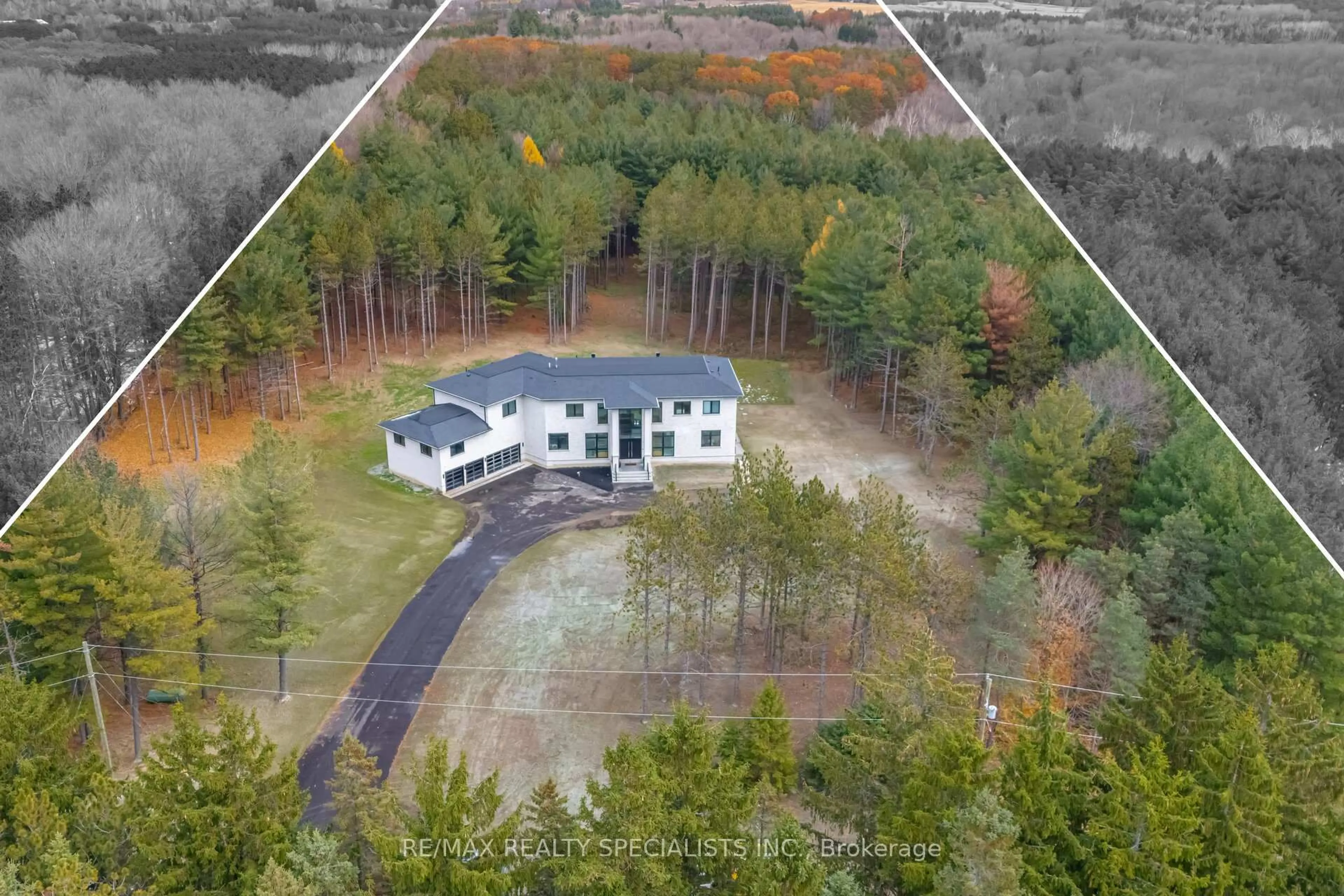 A pic from outside/outdoor area/front of a property/back of a property/a pic from drone, forest/trees view for 18785 The Gore Rd, Caledon Ontario L7E 0X9