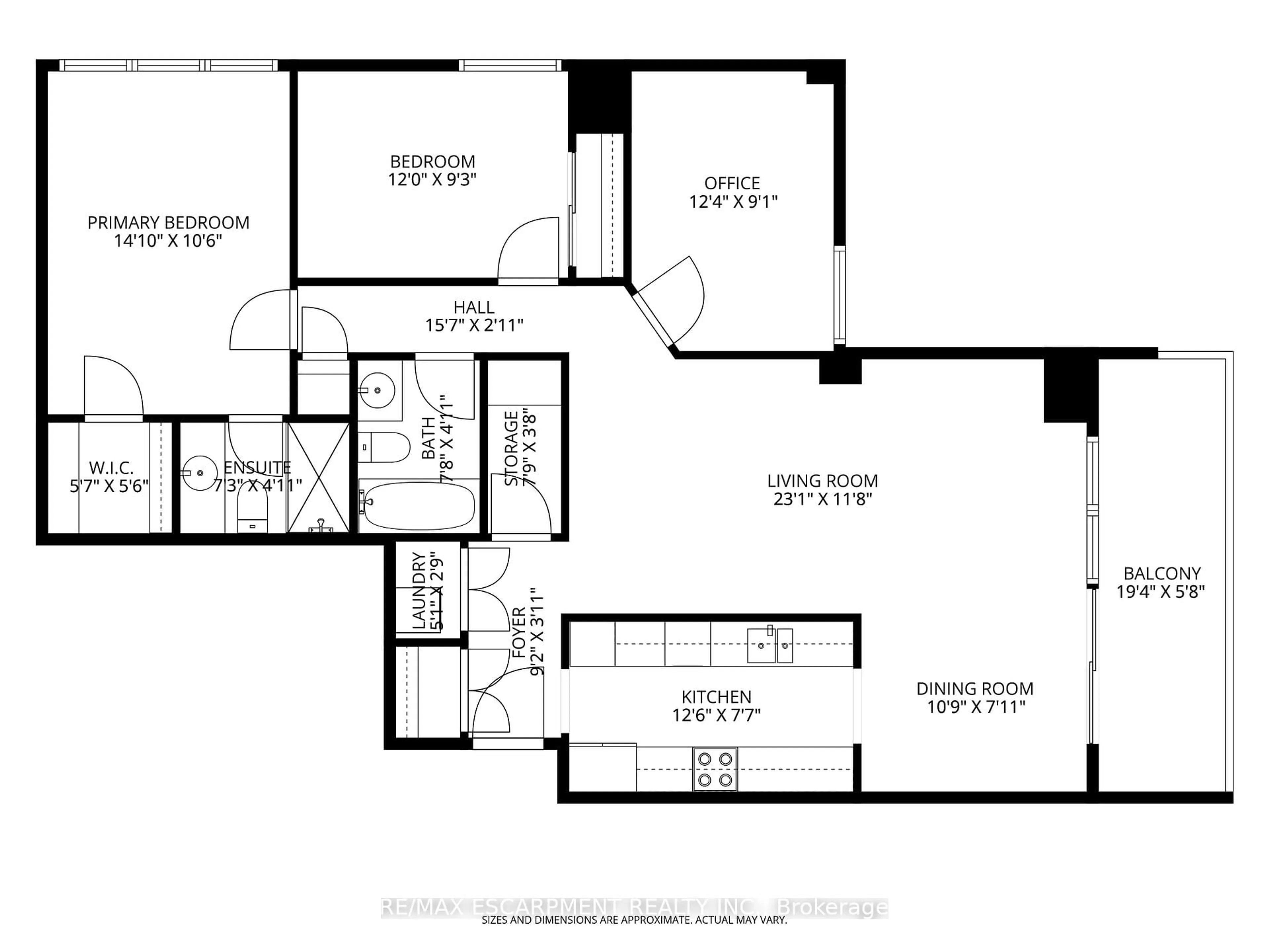 Floor plan for 2055 Upper Middle Rd #407, Burlington Ontario L7P 3P4