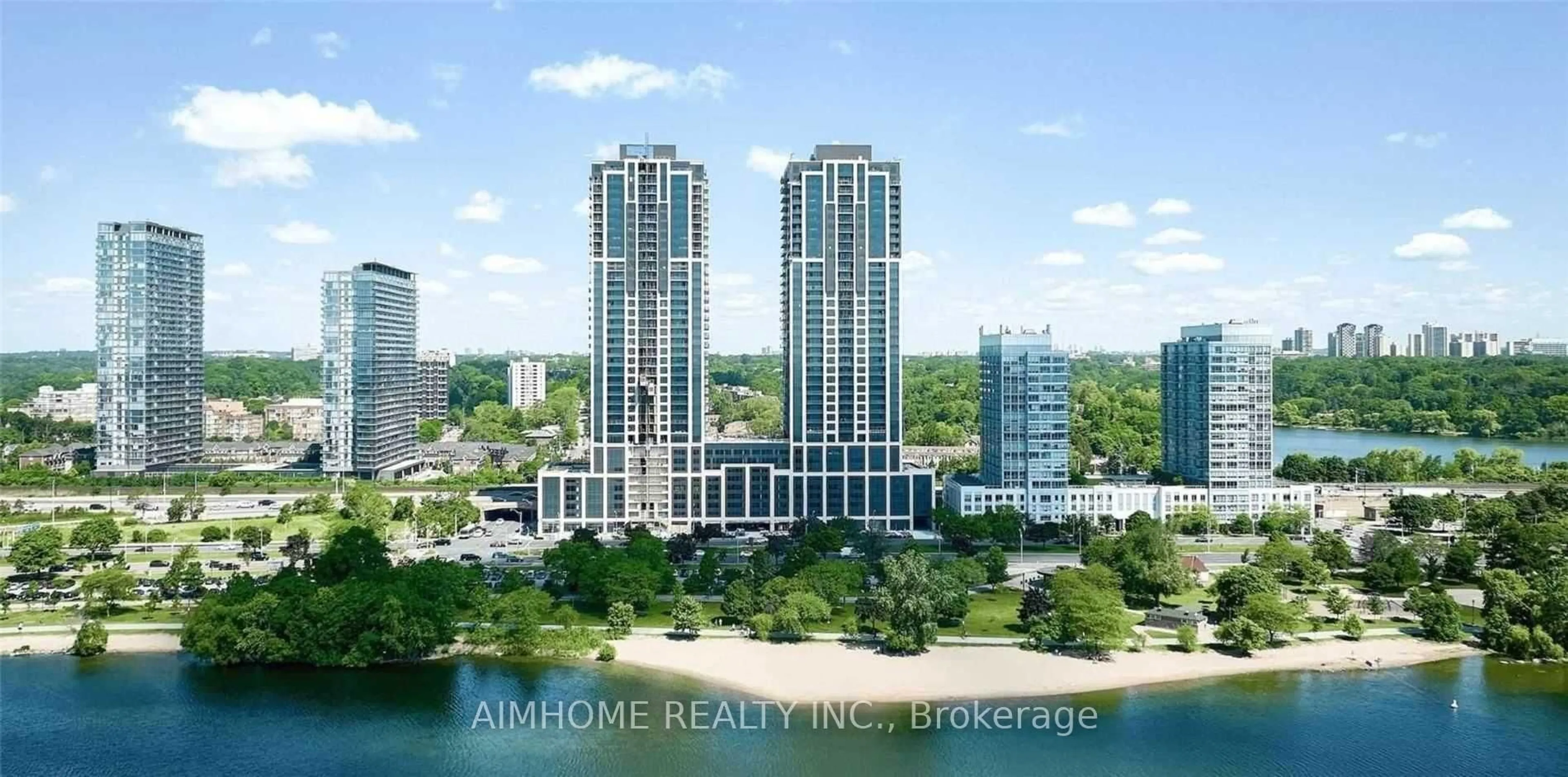 A pic from outside/outdoor area/front of a property/back of a property/a pic from drone, water/lake/river/ocean view for 1926 Lake Shore Blvd #2915, Toronto Ontario M6S 1A1